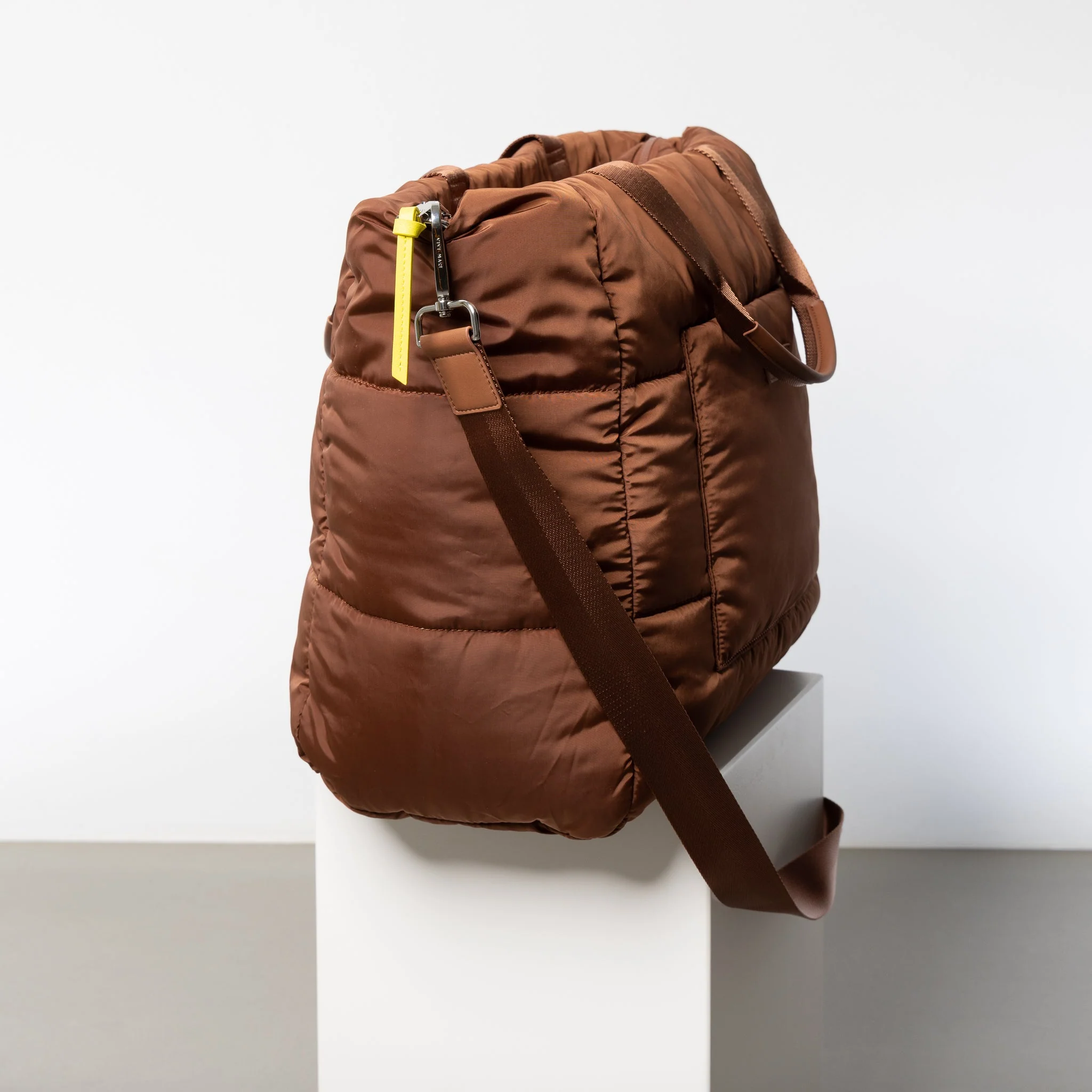 padded tote bag large + strap basic woven slim - tan - Image 4