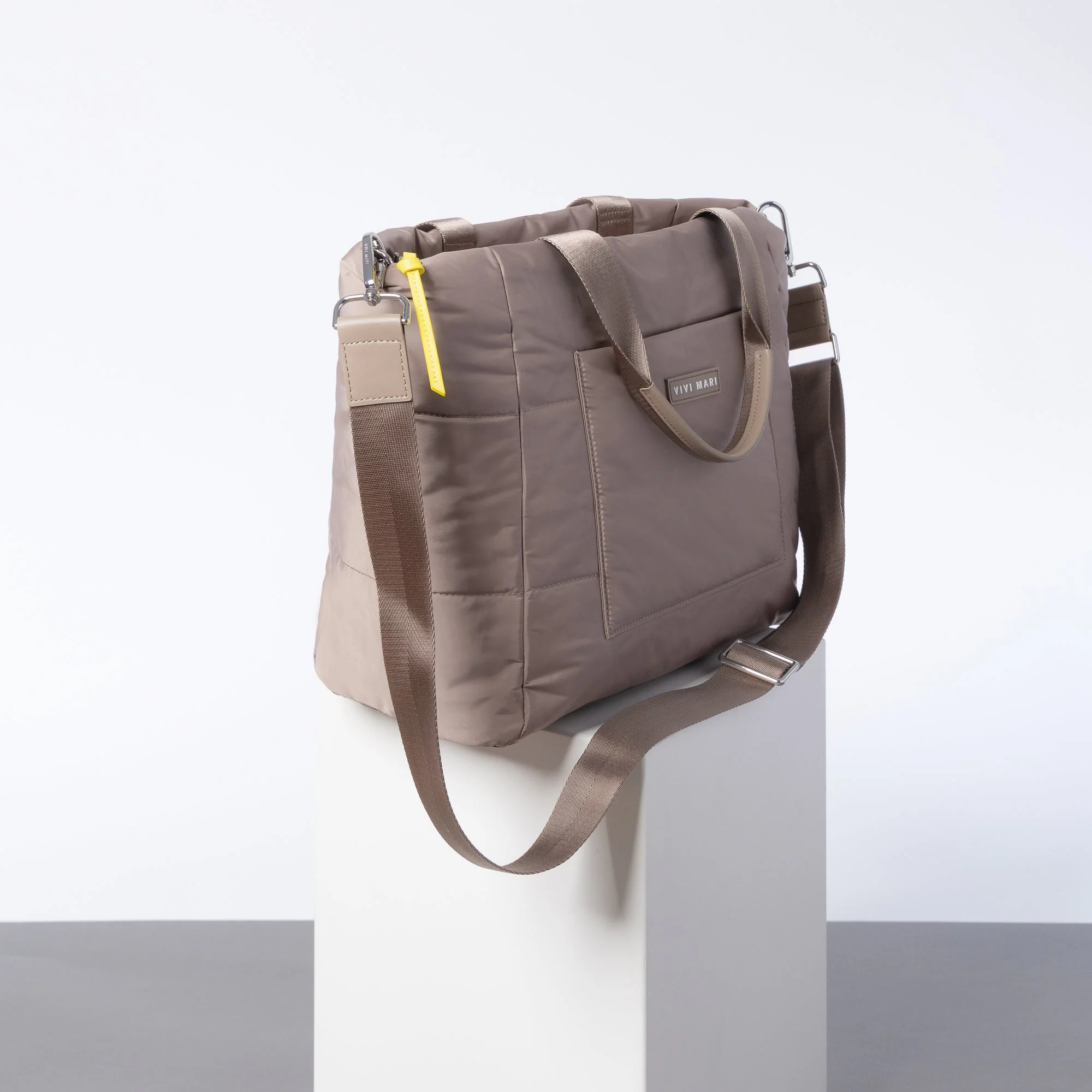 padded tote bag medium + strap basic woven slim - dark mushroom - Image 3