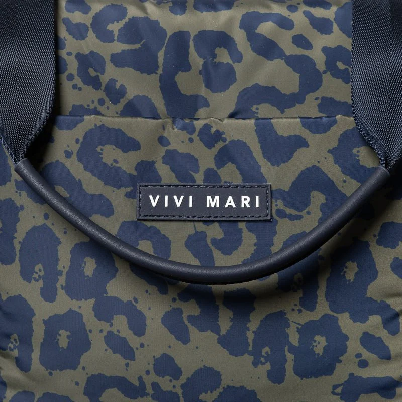 padded tote bag medium + strap basic woven slim - leo splashes navy/olive - Image 12