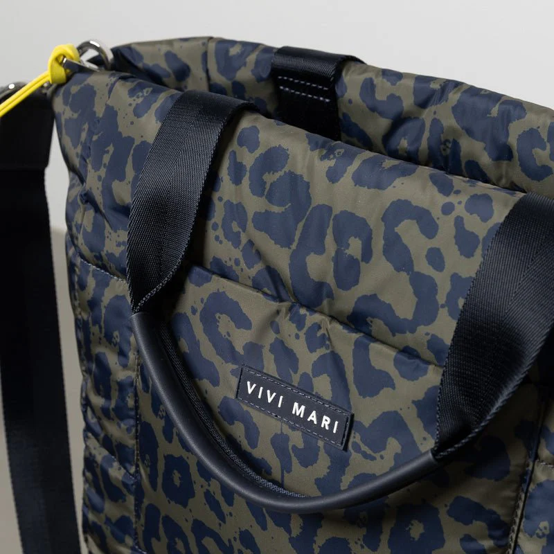 padded tote bag medium + strap basic woven slim - leo splashes navy/olive - Image 16