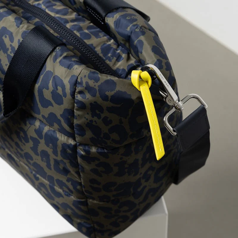 padded tote bag medium + strap basic woven slim - leo splashes navy/olive - Image 3