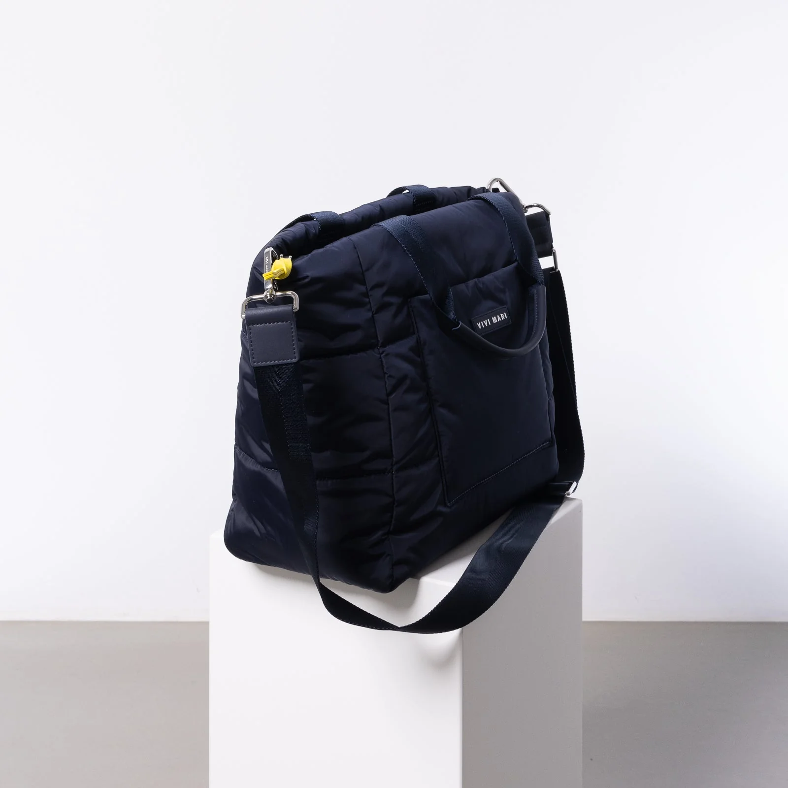 padded tote bag medium + strap basic woven slim - navy - Image 3