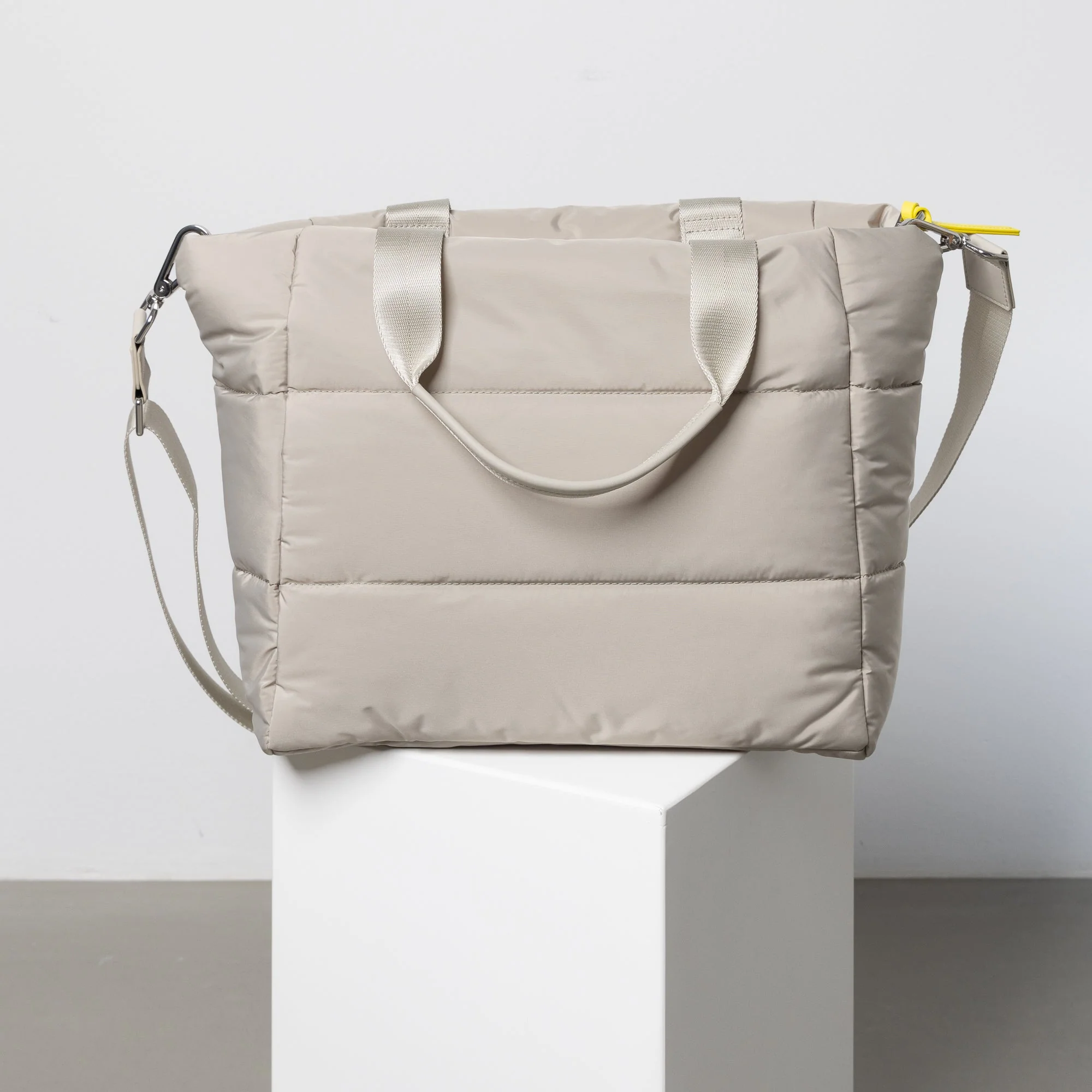 padded tote bag medium + strap basic woven slim - stone - Image 5
