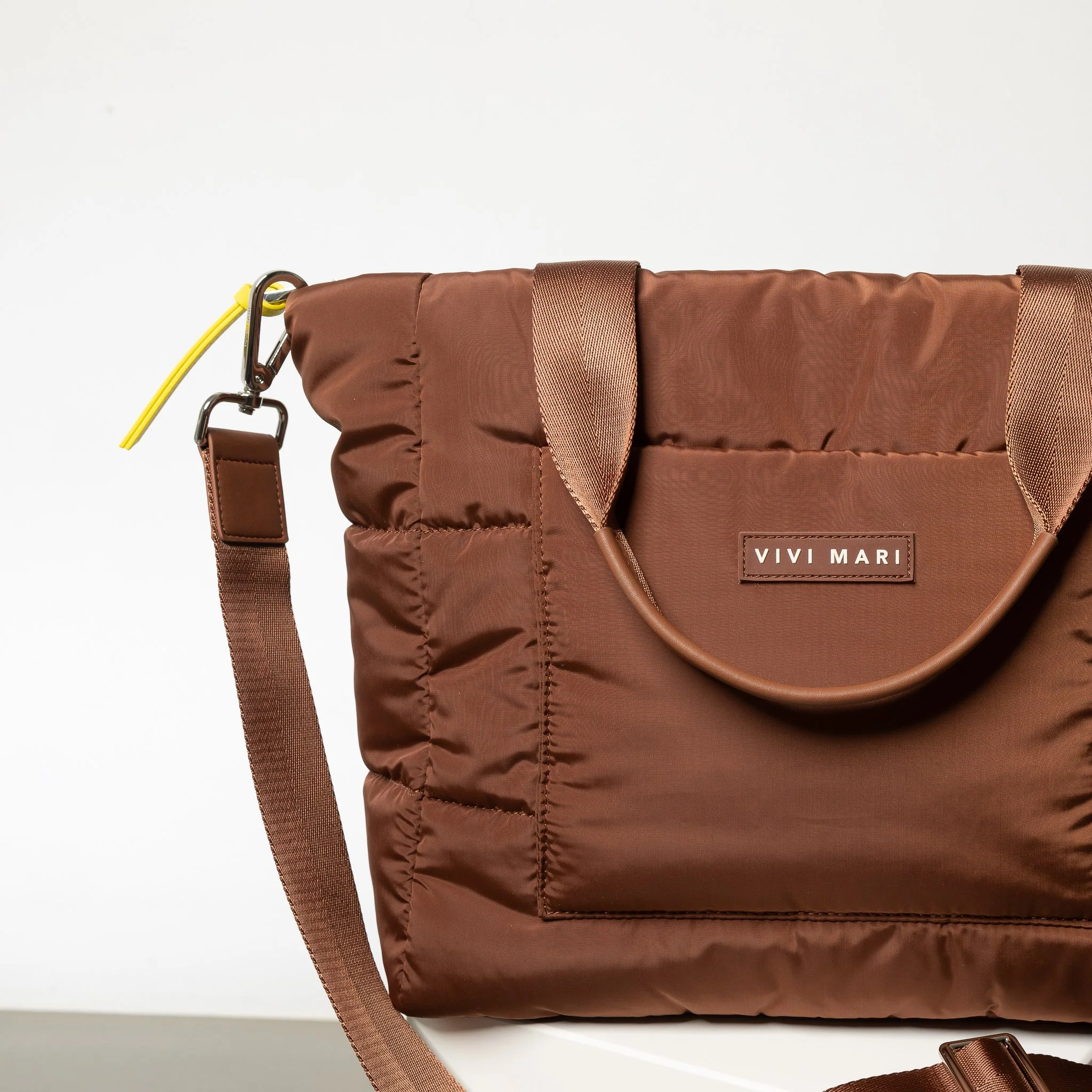 padded tote bag medium + strap basic woven slim - tan - Image 10