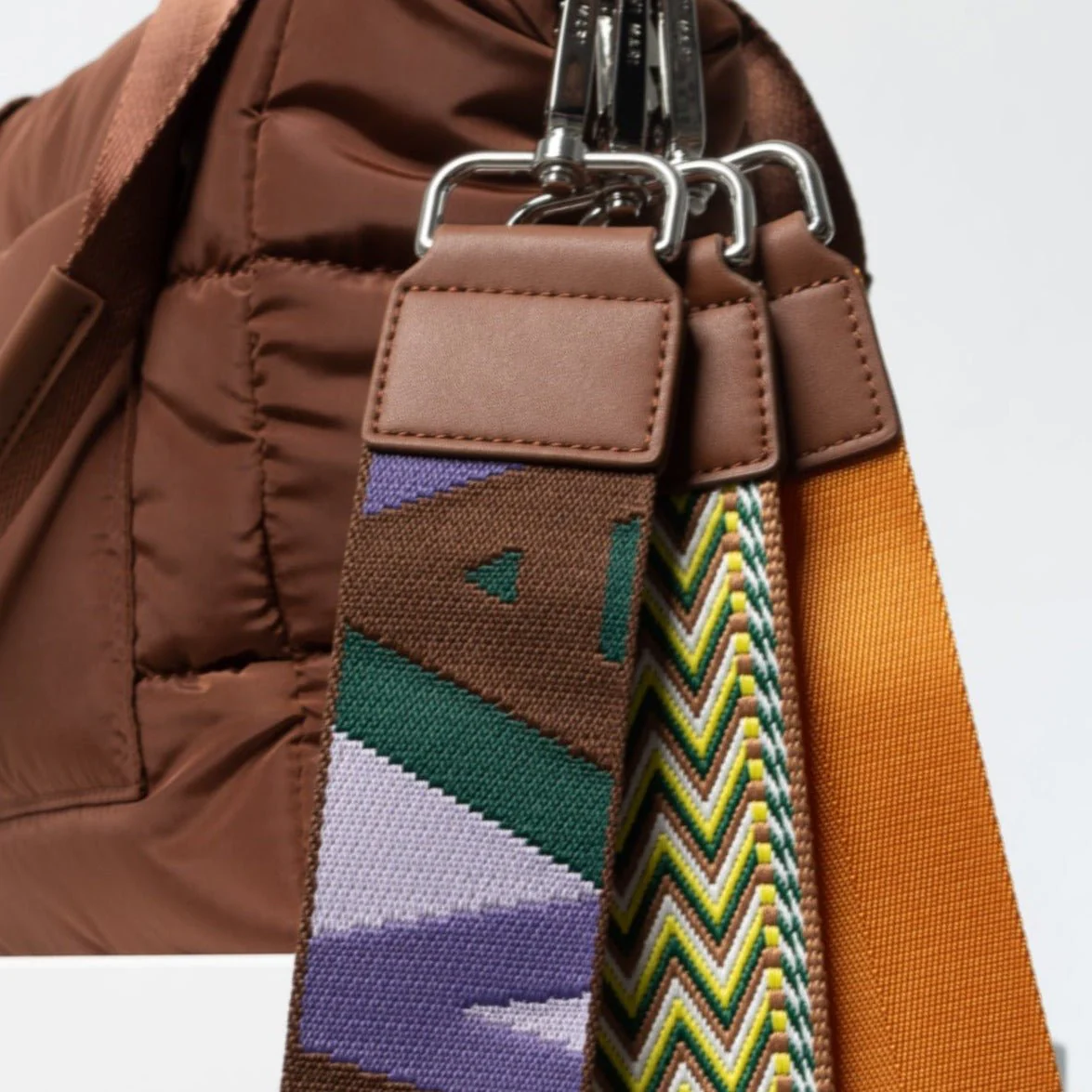 padded tote bag medium + strap basic woven slim - tan - Image 22