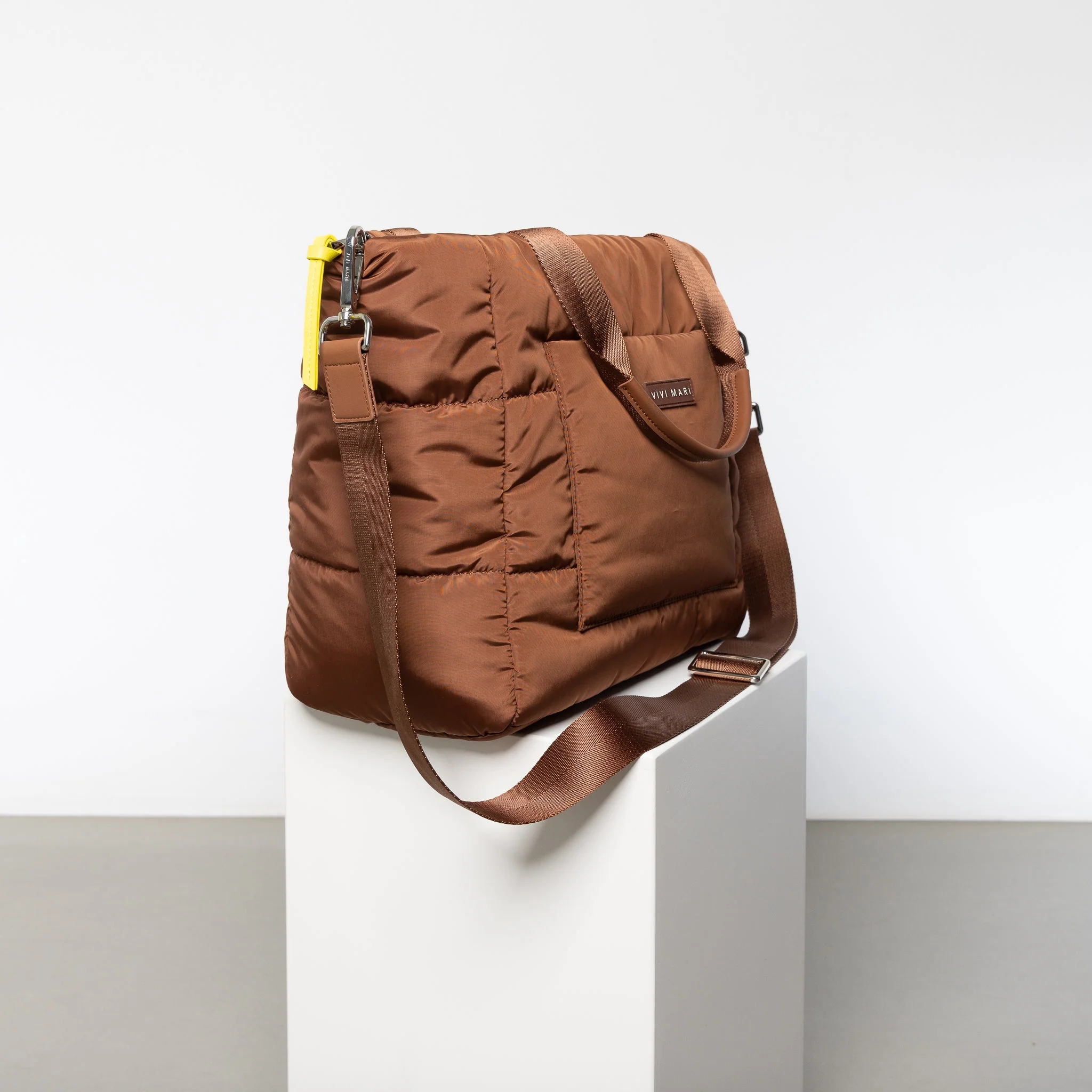 padded tote bag medium + strap basic woven slim - tan - Image 6