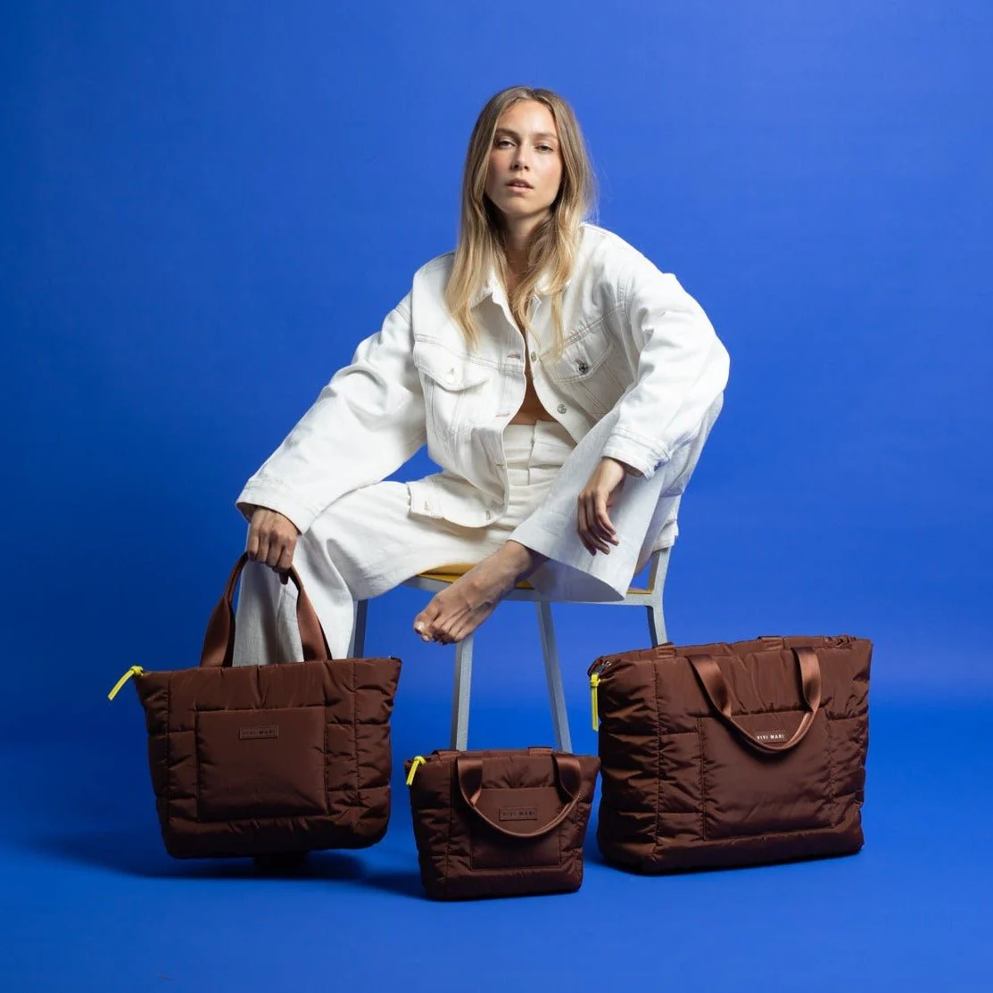 padded tote bag medium + strap basic woven slim - tan - Image 7