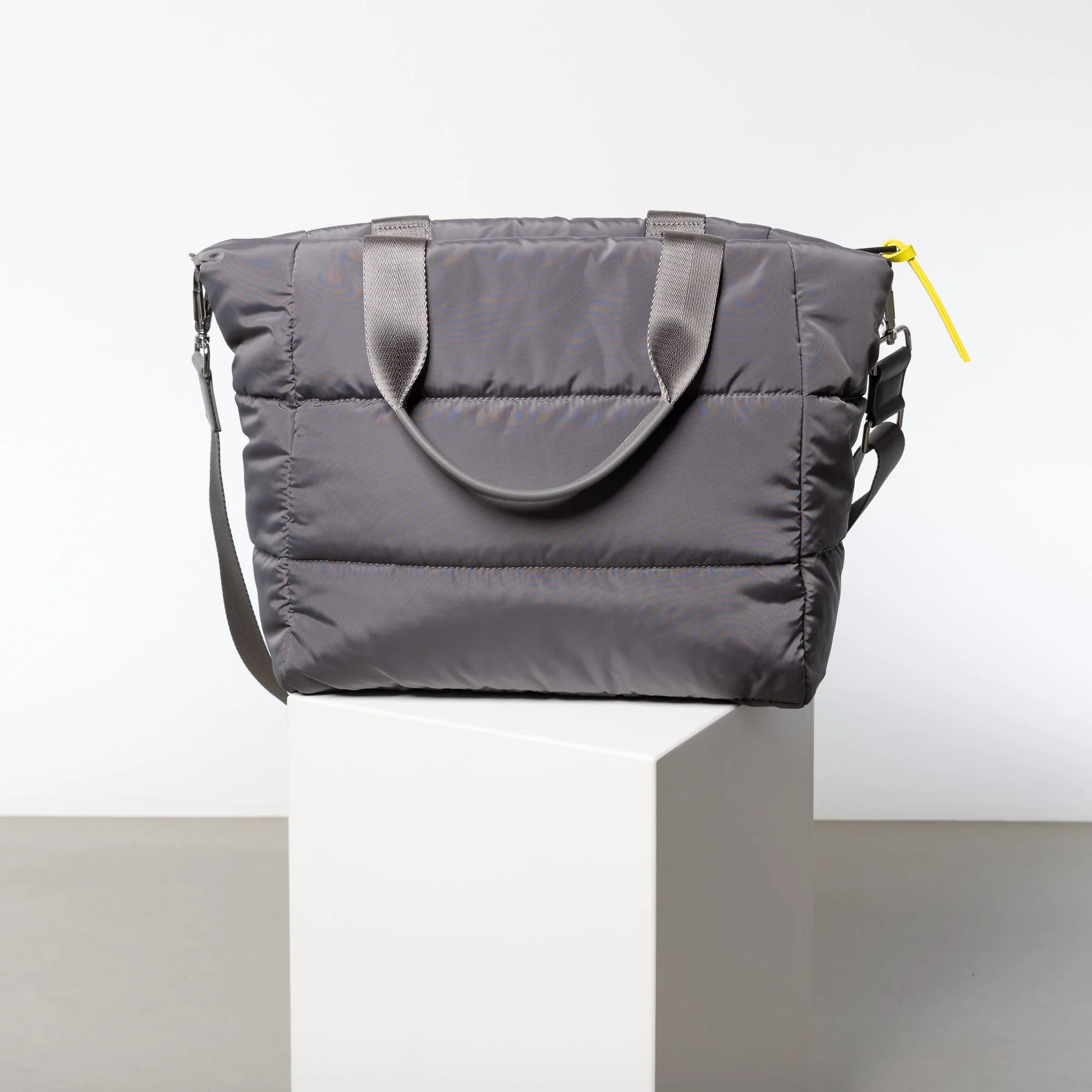 padded tote bag medium + strap basic woven slim - taupe - Image 3
