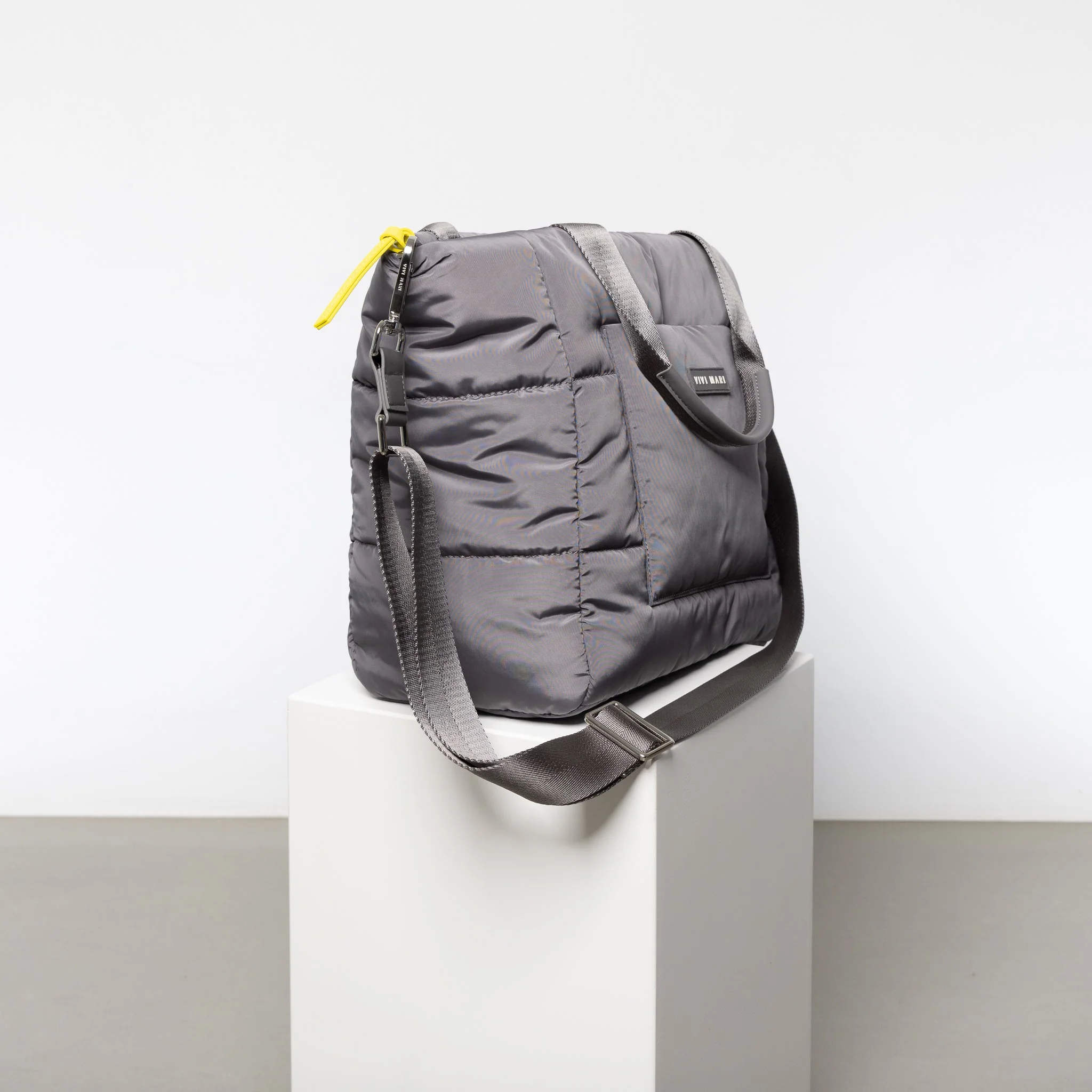 padded tote bag medium + strap basic woven slim - taupe - Image 6