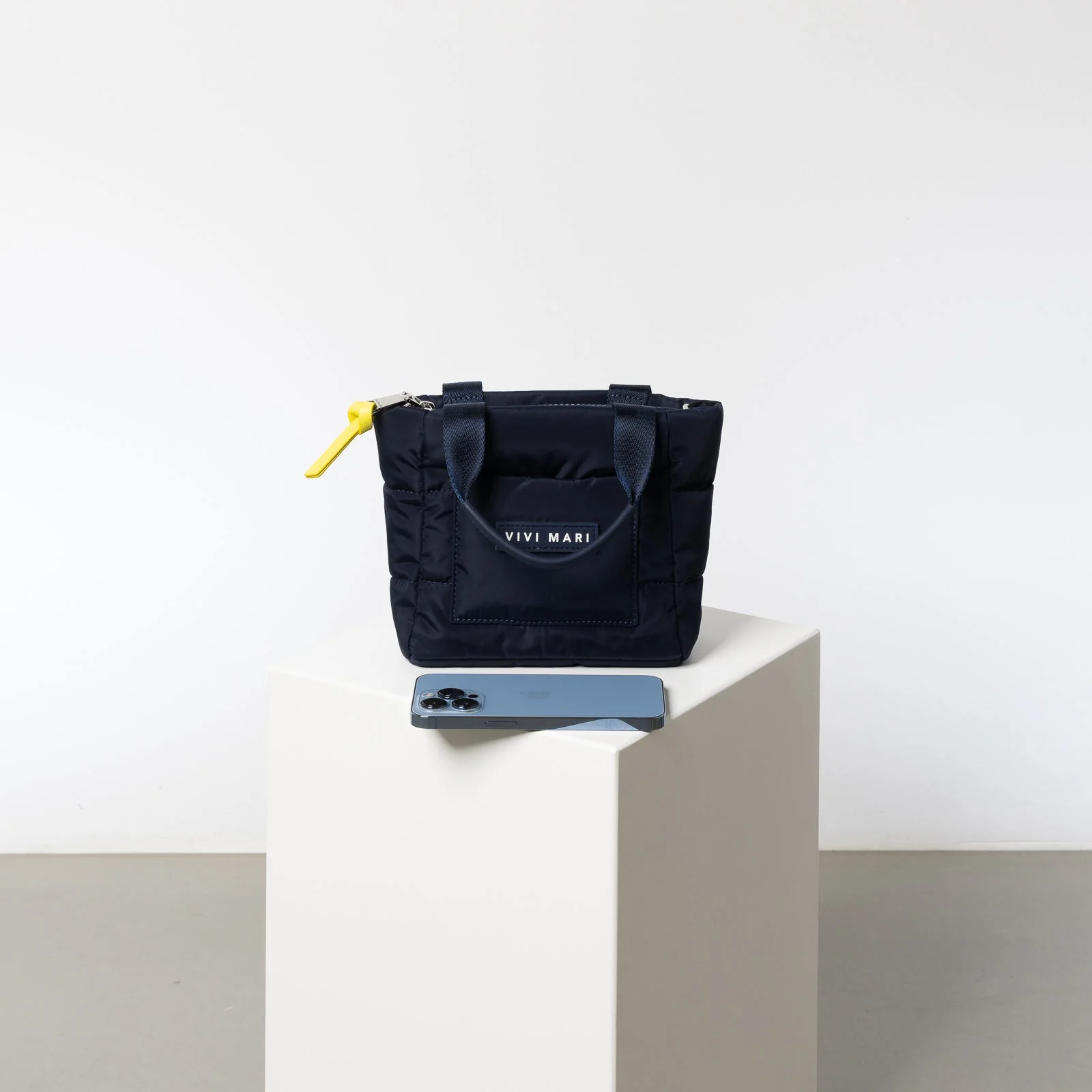 padded tote bag mini + strap basic woven slim - navy - Image 7