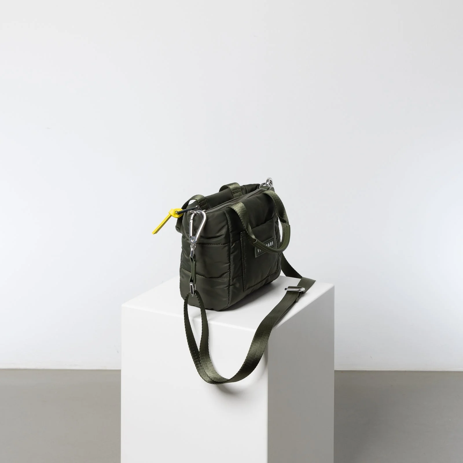 padded tote bag mini + strap basic woven slim - olive - Image 3