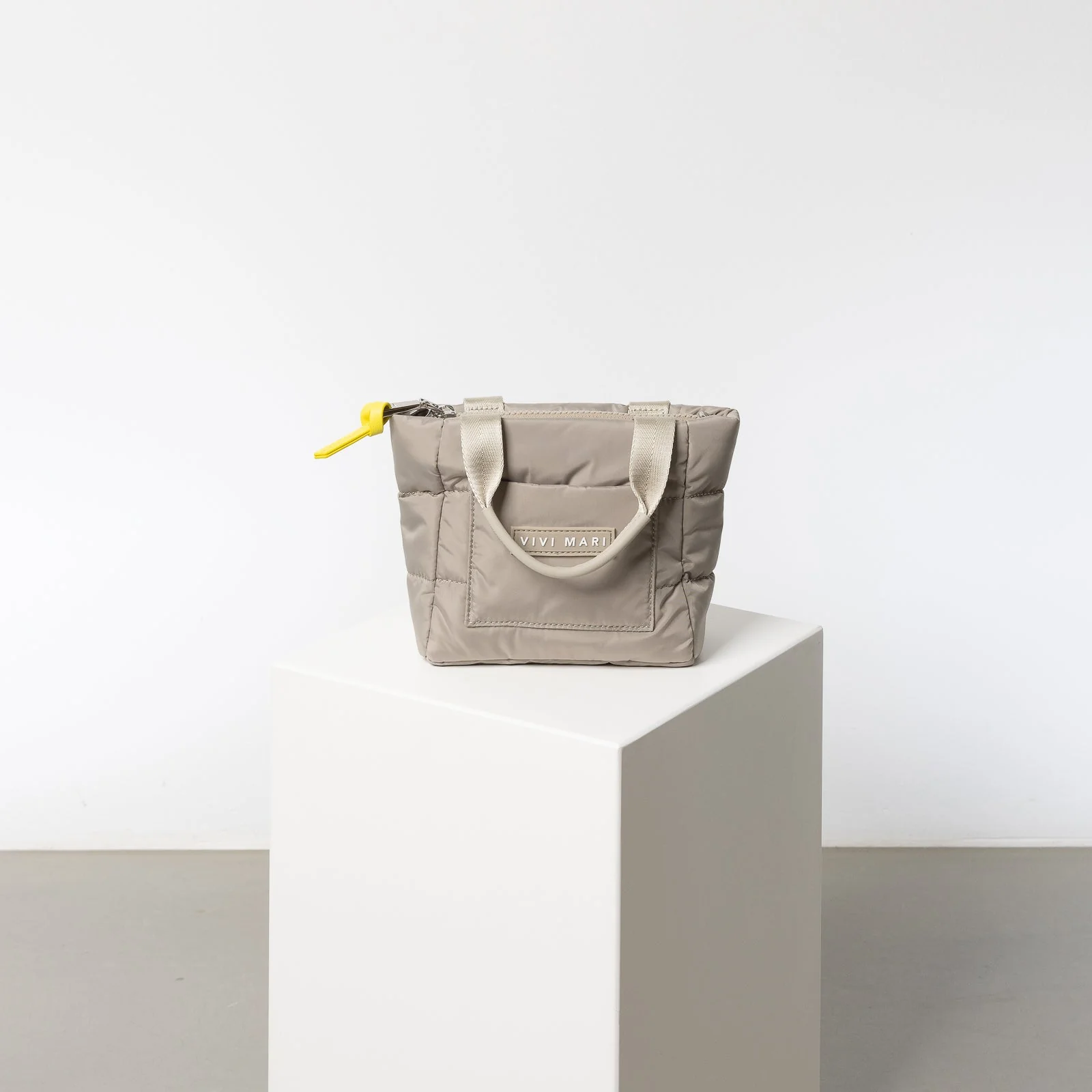 padded tote bag mini + strap basic woven slim - stone - Image 11