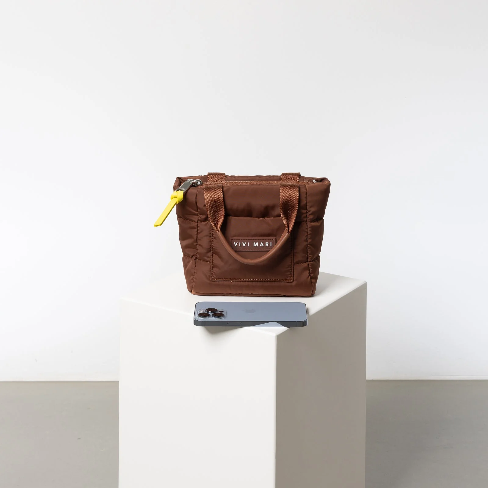 padded tote bag mini + strap basic woven slim - tan - Image 10