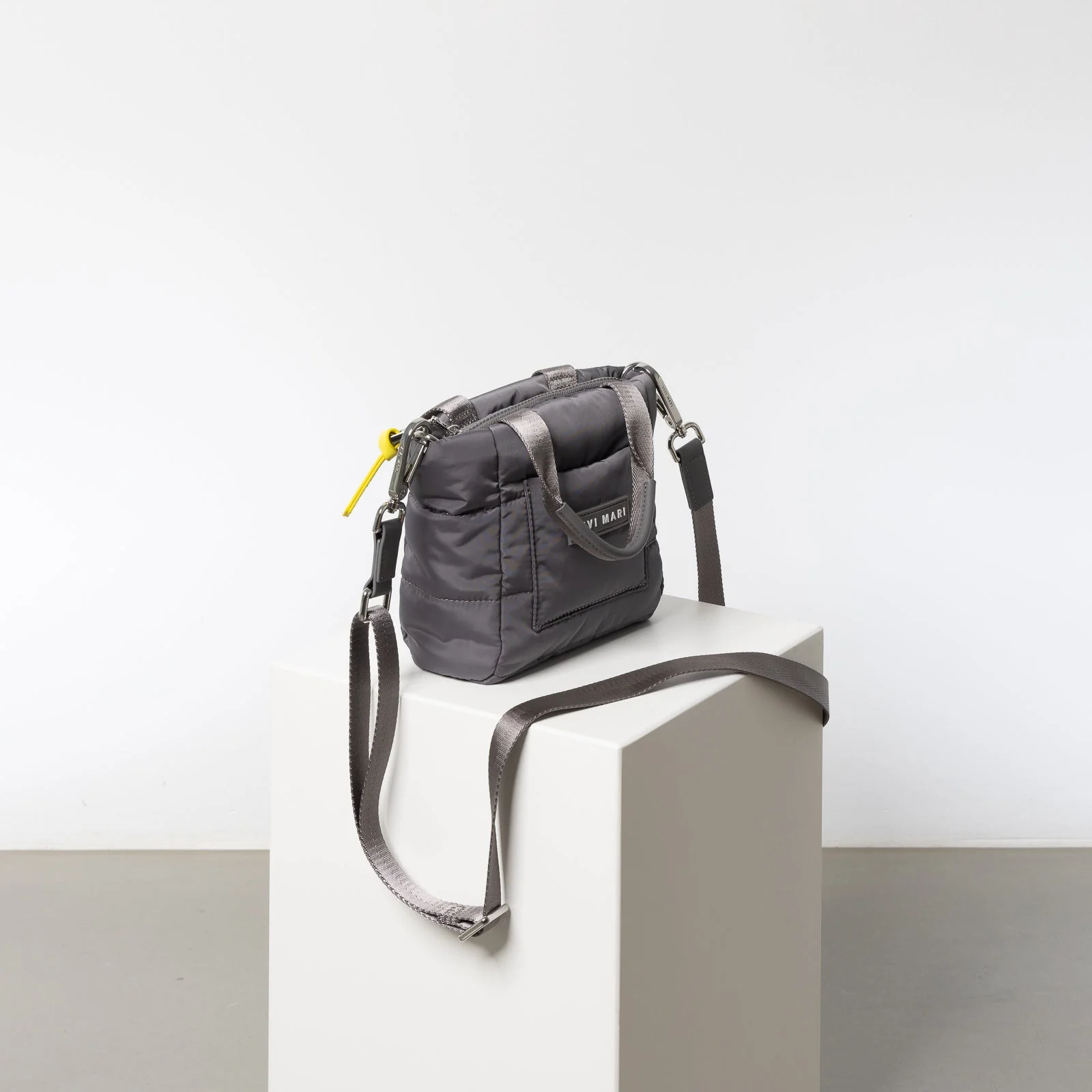 padded tote bag mini + strap basic woven slim - taupe - Image 7