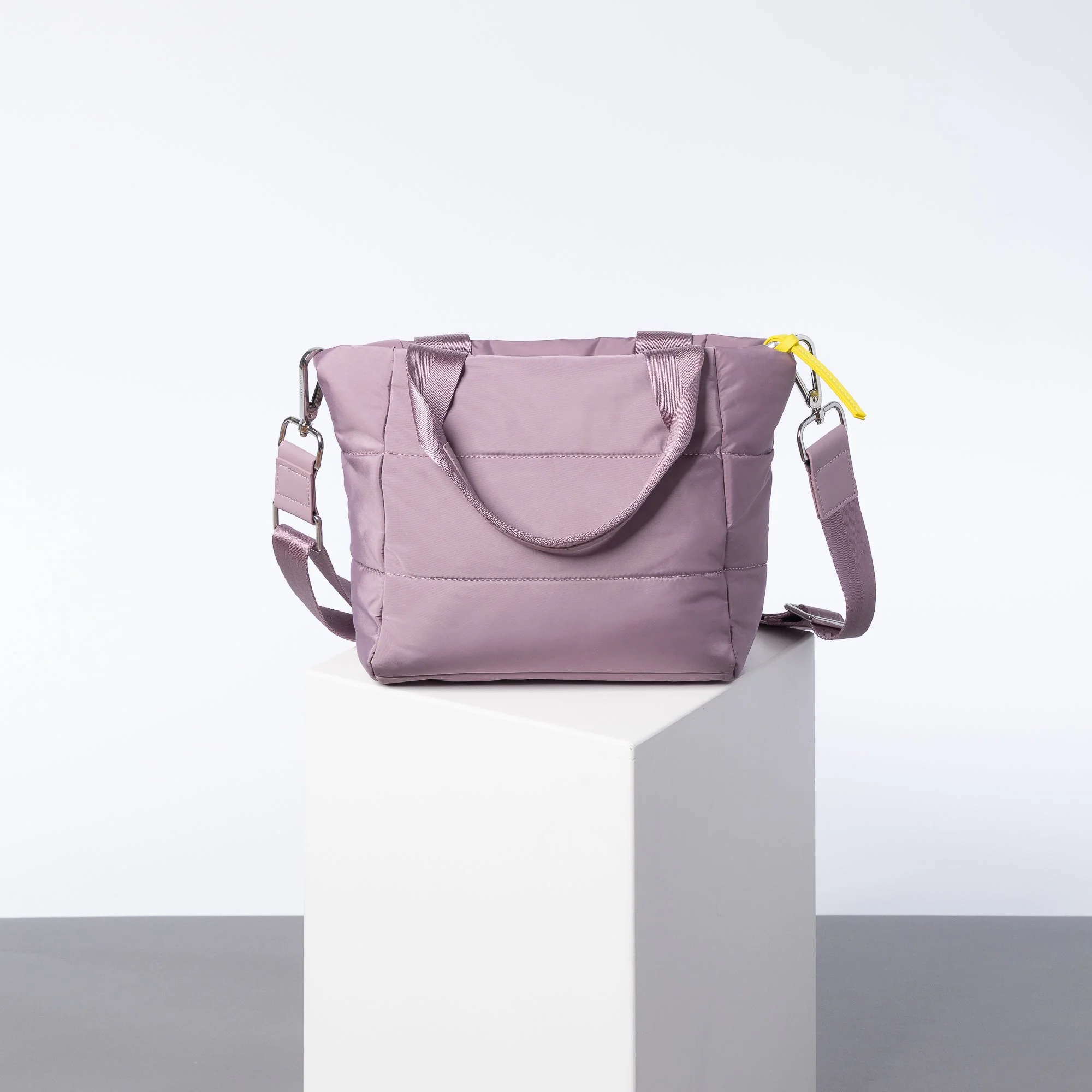 padded tote bag small + strap basic woven slim - ash plum - Image 3