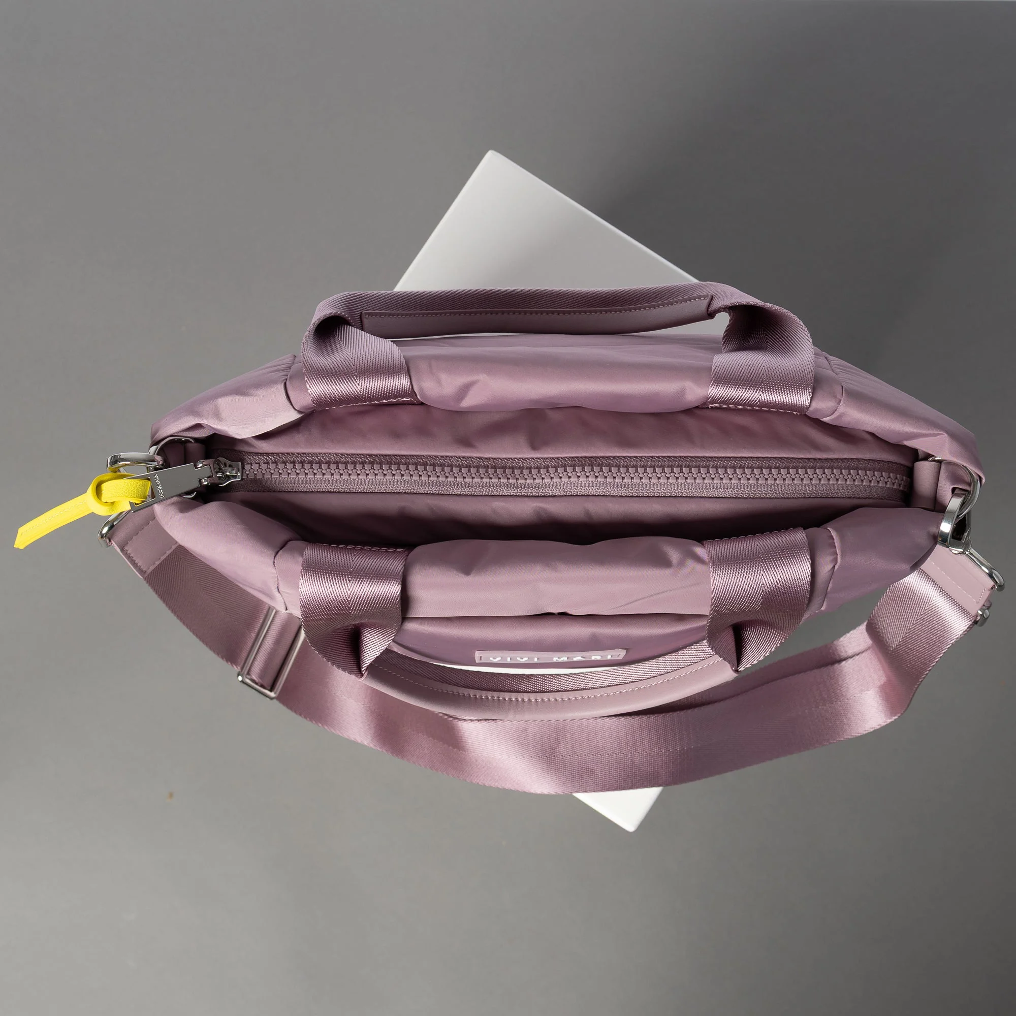 padded tote bag small + strap basic woven slim - ash plum - Image 6