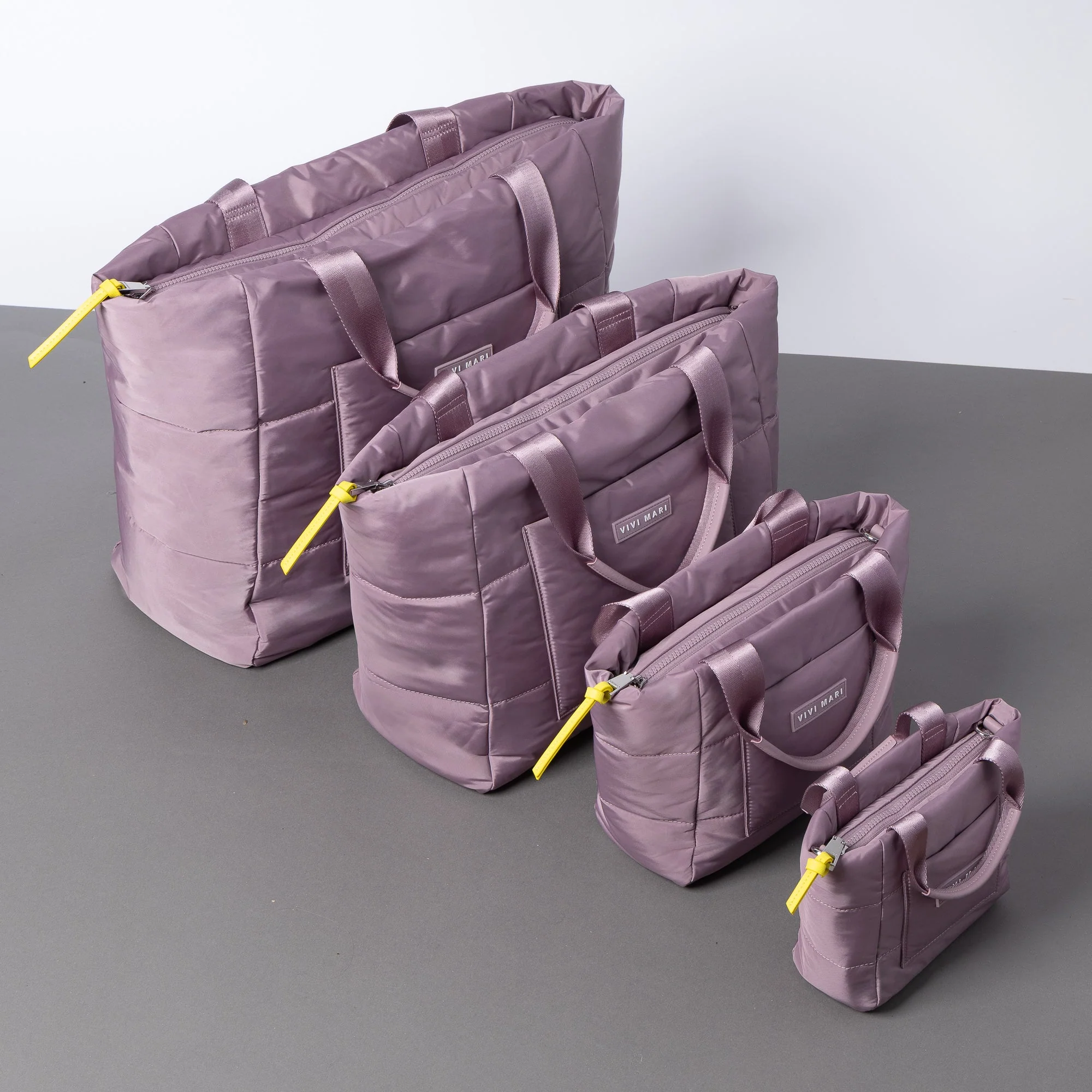 padded tote bag small + strap basic woven slim - ash plum - Image 8