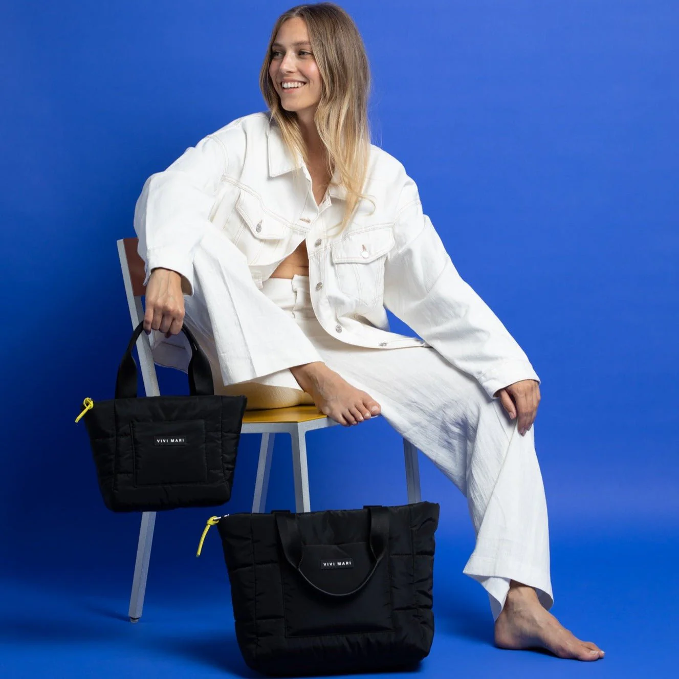 padded tote bag small + strap basic woven slim - black - Image 5