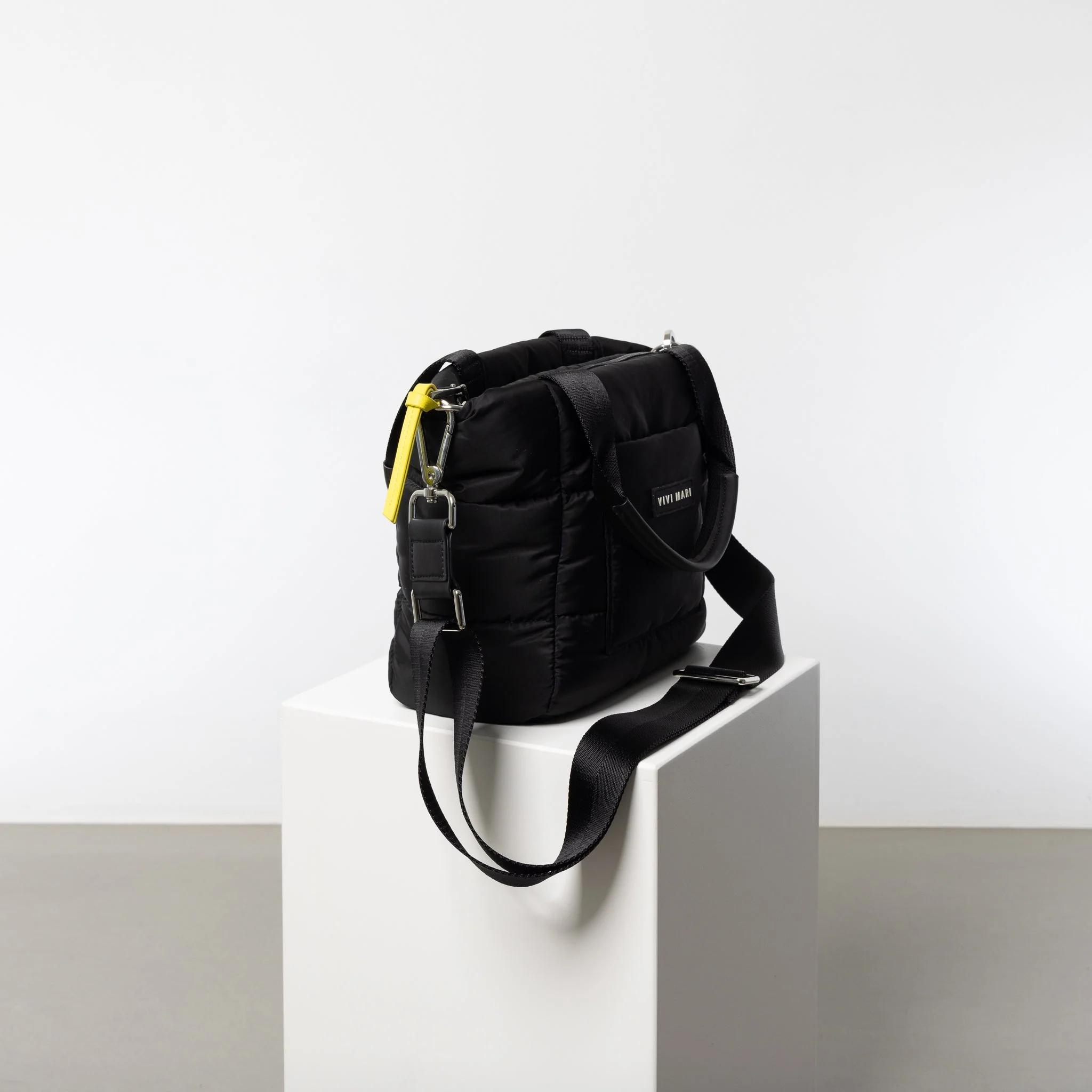 padded tote bag small + strap basic woven slim - black - Image 6