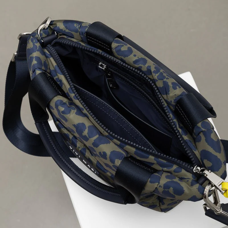 padded tote bag small + strap basic woven slim - leo splashes navy/olive - Image 16