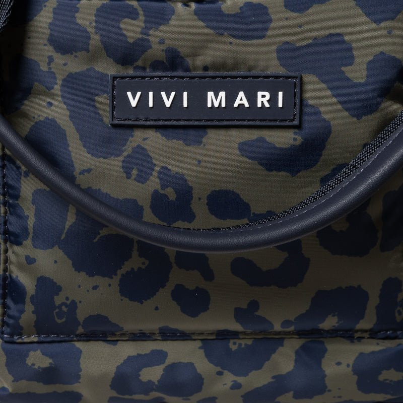 padded tote bag small + strap basic woven slim - leo splashes navy/olive - Image 18