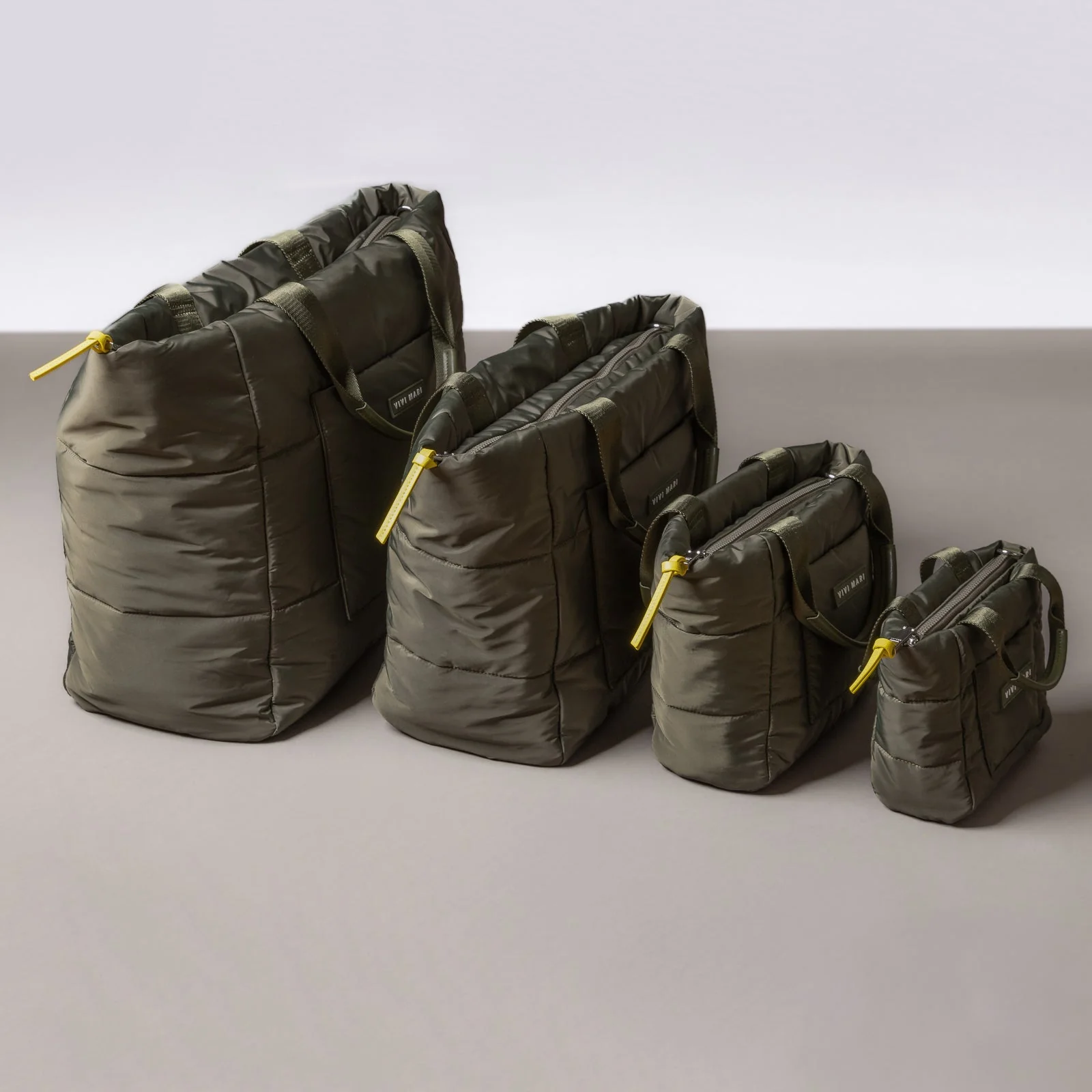 padded tote bag small + strap basic woven slim - olive - Image 13