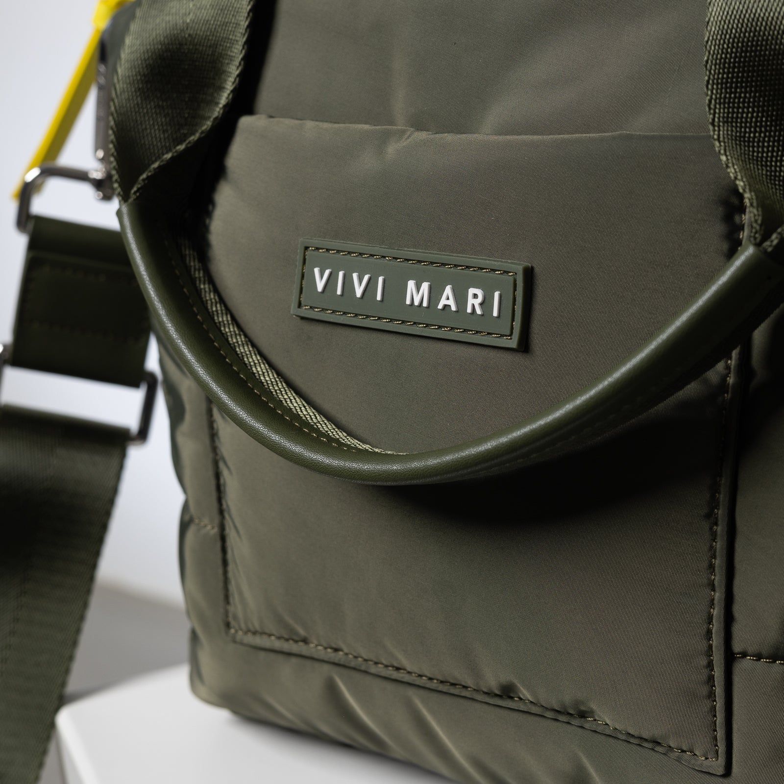 padded tote bag small + strap basic woven slim - olive - Image 7