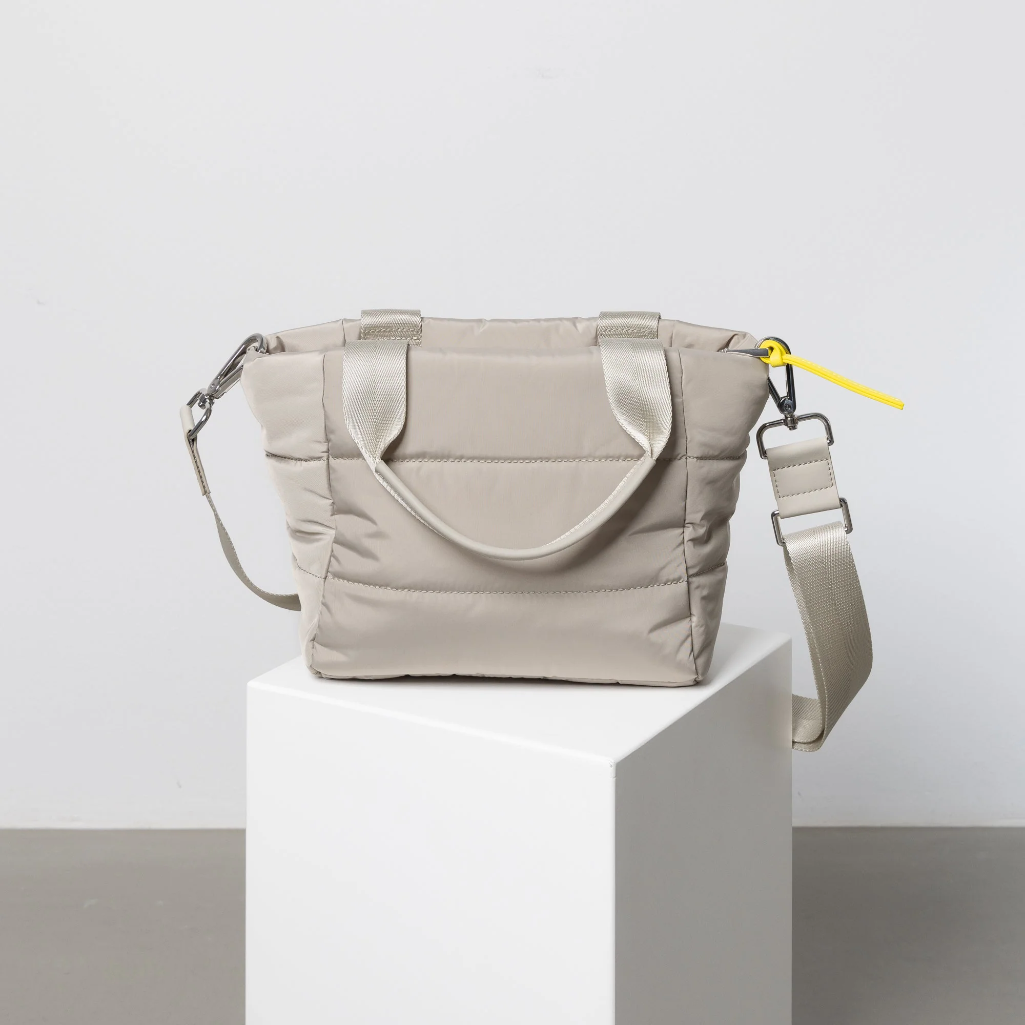 padded tote bag small + strap basic woven slim - stone - Image 5