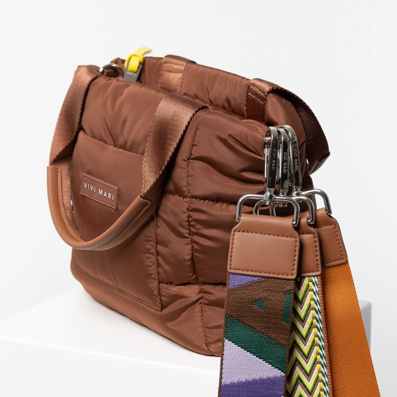 padded tote bag small + strap basic woven slim - tan - Image 18