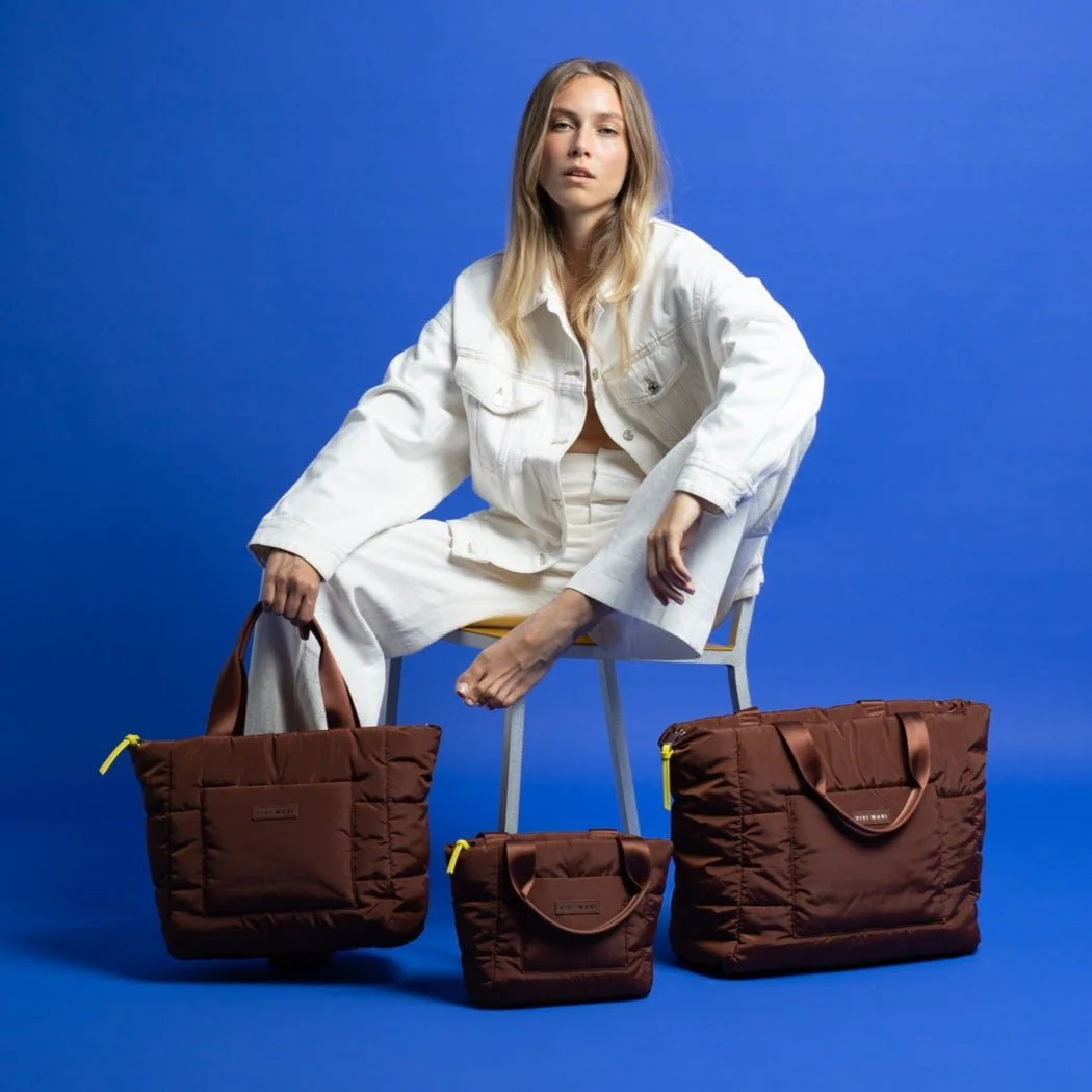 padded tote bag small + strap basic woven slim - tan - Image 8
