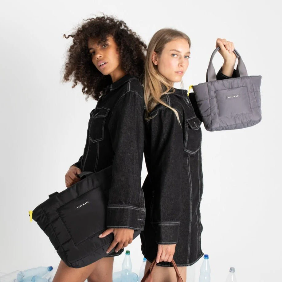 padded tote bag small + strap basic woven slim - taupe - Image 14