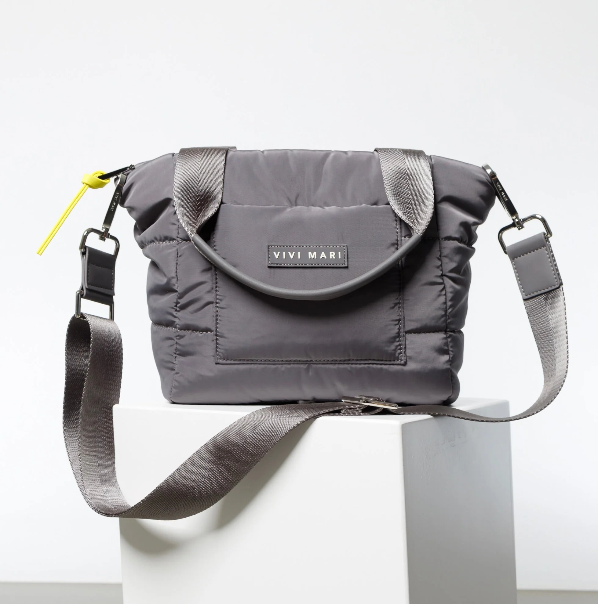 padded tote bag small + strap basic woven slim - taupe - Image 19
