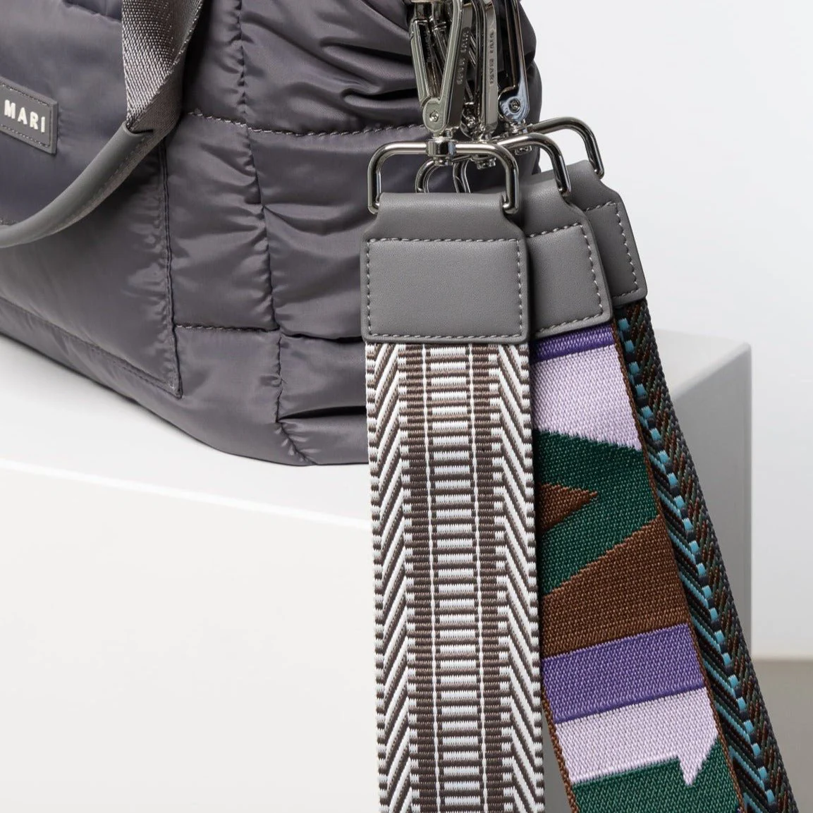 padded tote bag small + strap basic woven slim - taupe - Image 22