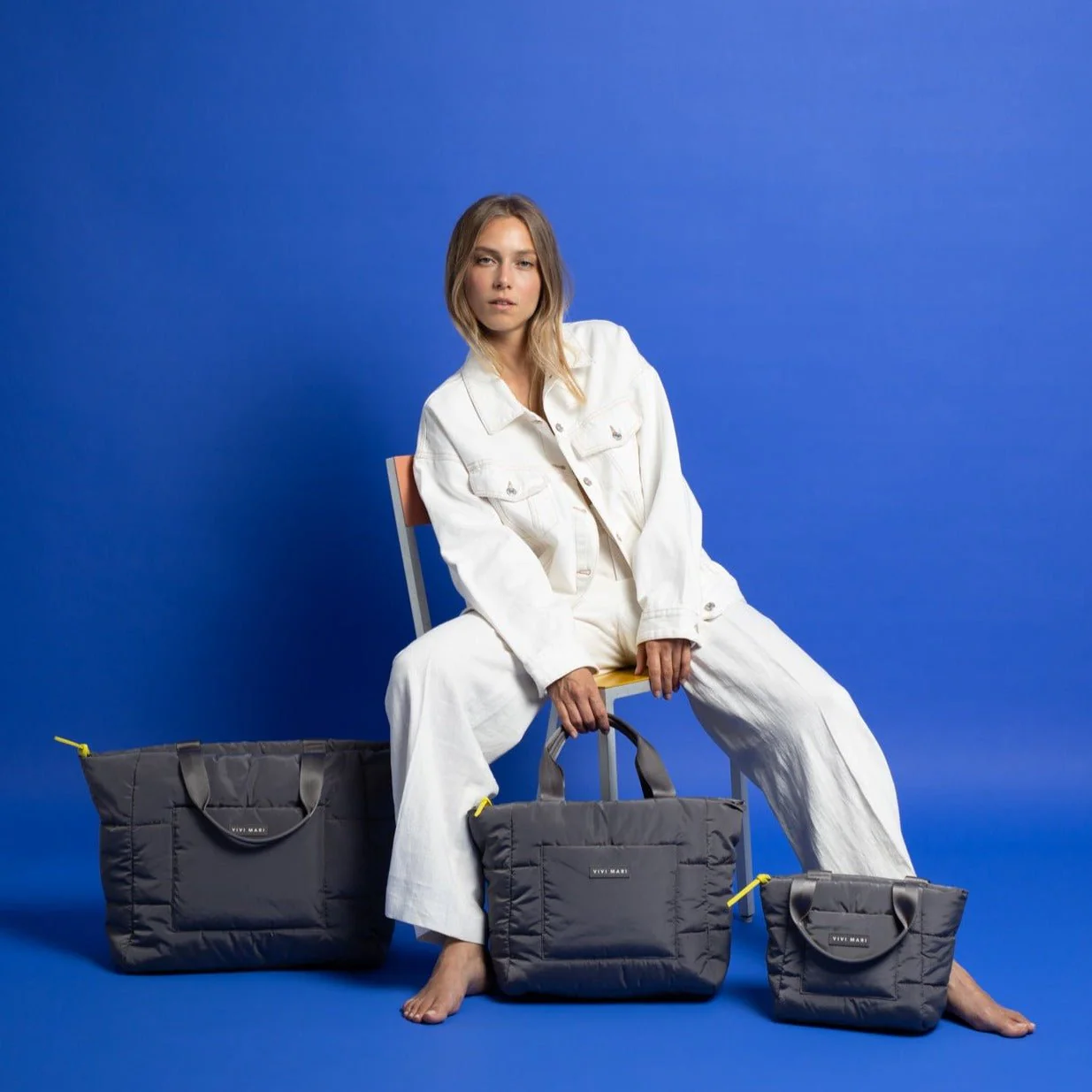 padded tote bag small + strap basic woven slim - taupe - Image 24