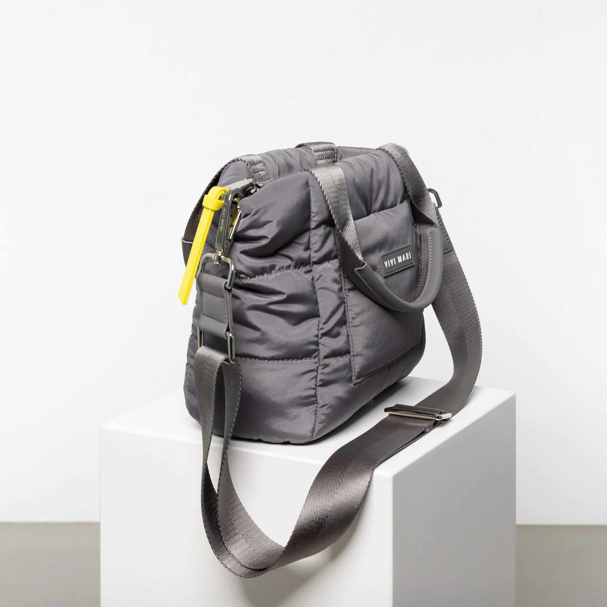 padded tote bag small + strap basic woven slim - taupe - Image 4