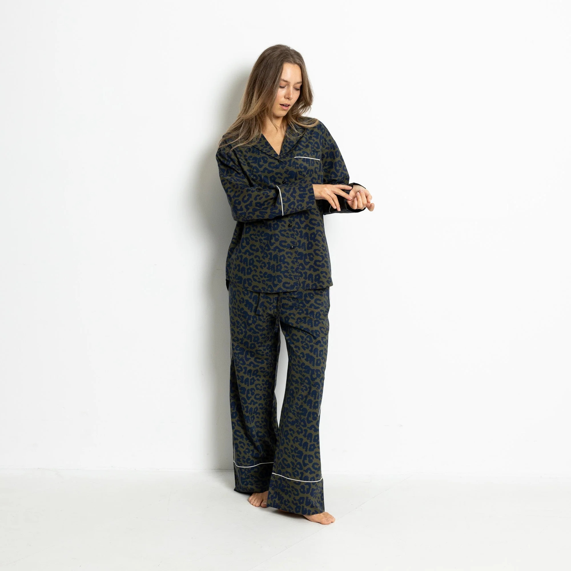 Pyjama Set (Pants + Shirt long sleeve) - leo splashes navy/olive - Image 3