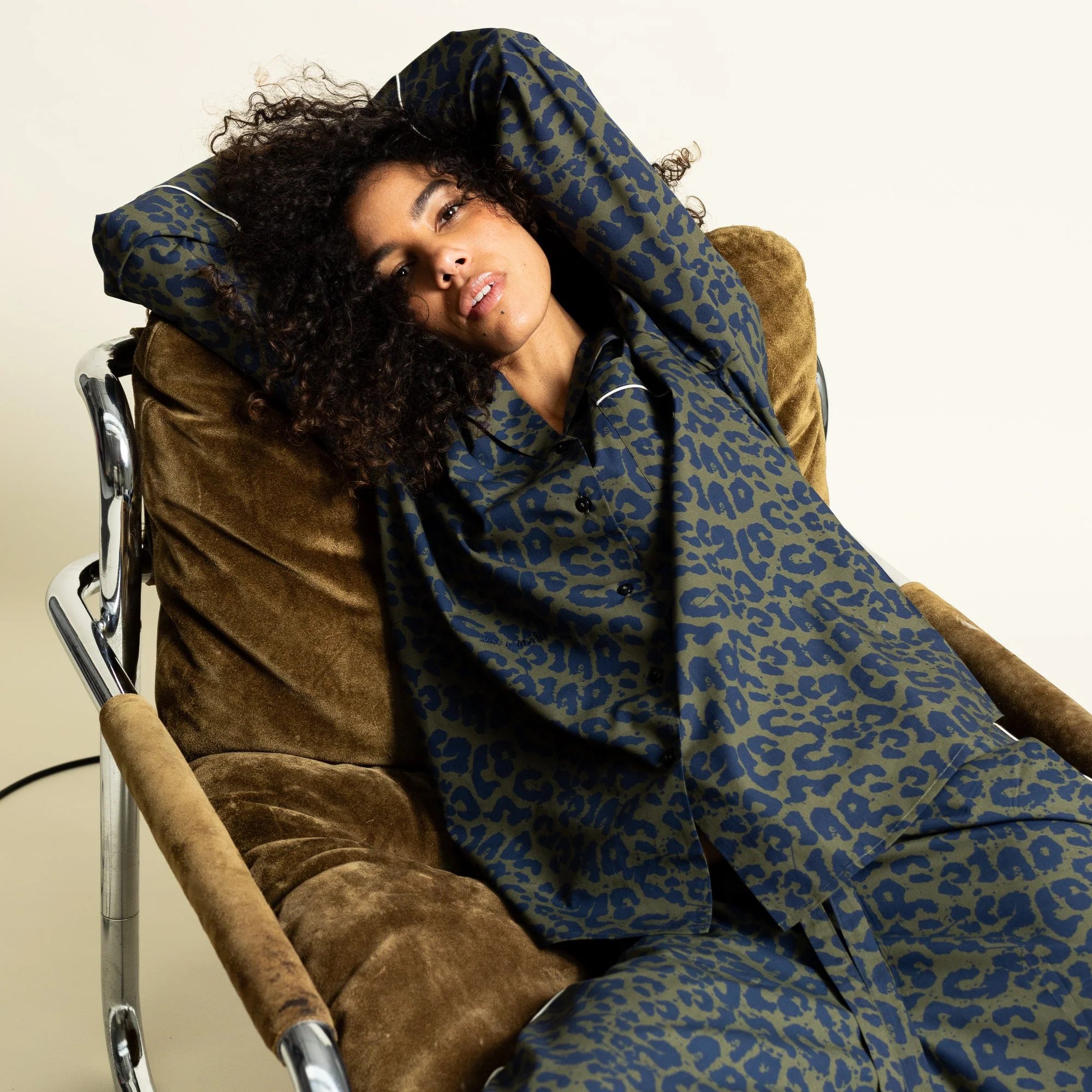 Pyjama Set (Pants + Shirt long sleeve) - leo splashes navy/olive - Image 5