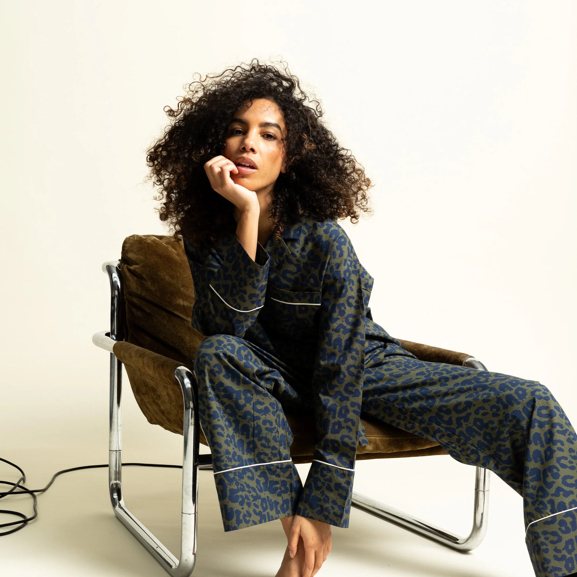 Pyjama Set (Pants + Shirt long sleeve) - leo splashes navy/olive - Image 6