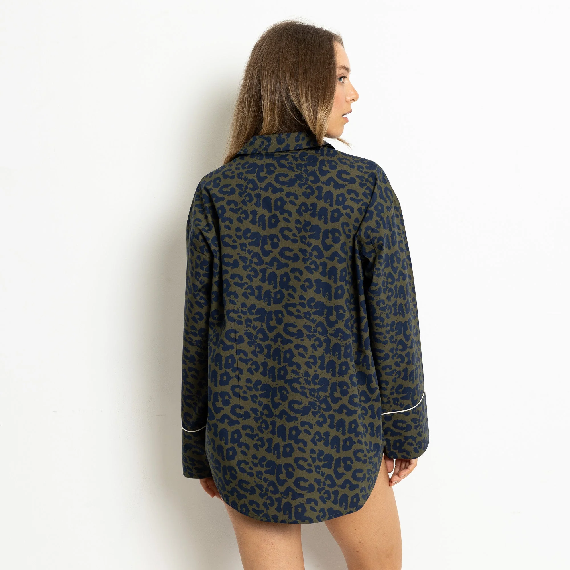 Pyjama Shirt long sleeve - leo splashes navy/olive - Image 6