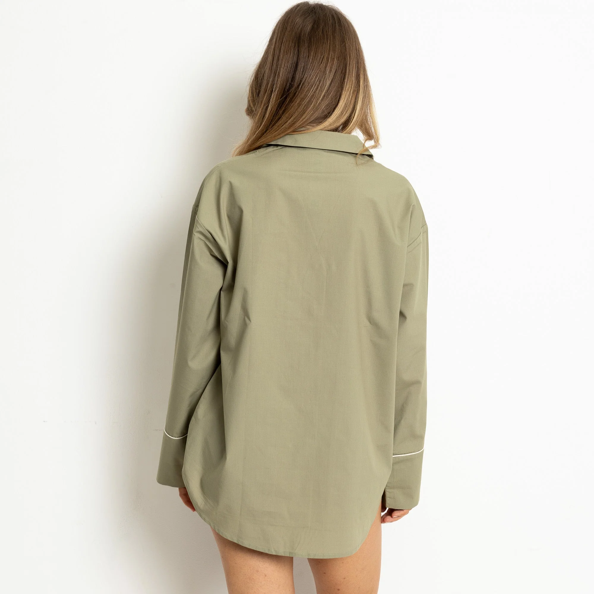Pyjama Shirt long sleeve - solid pale olive - Image 3