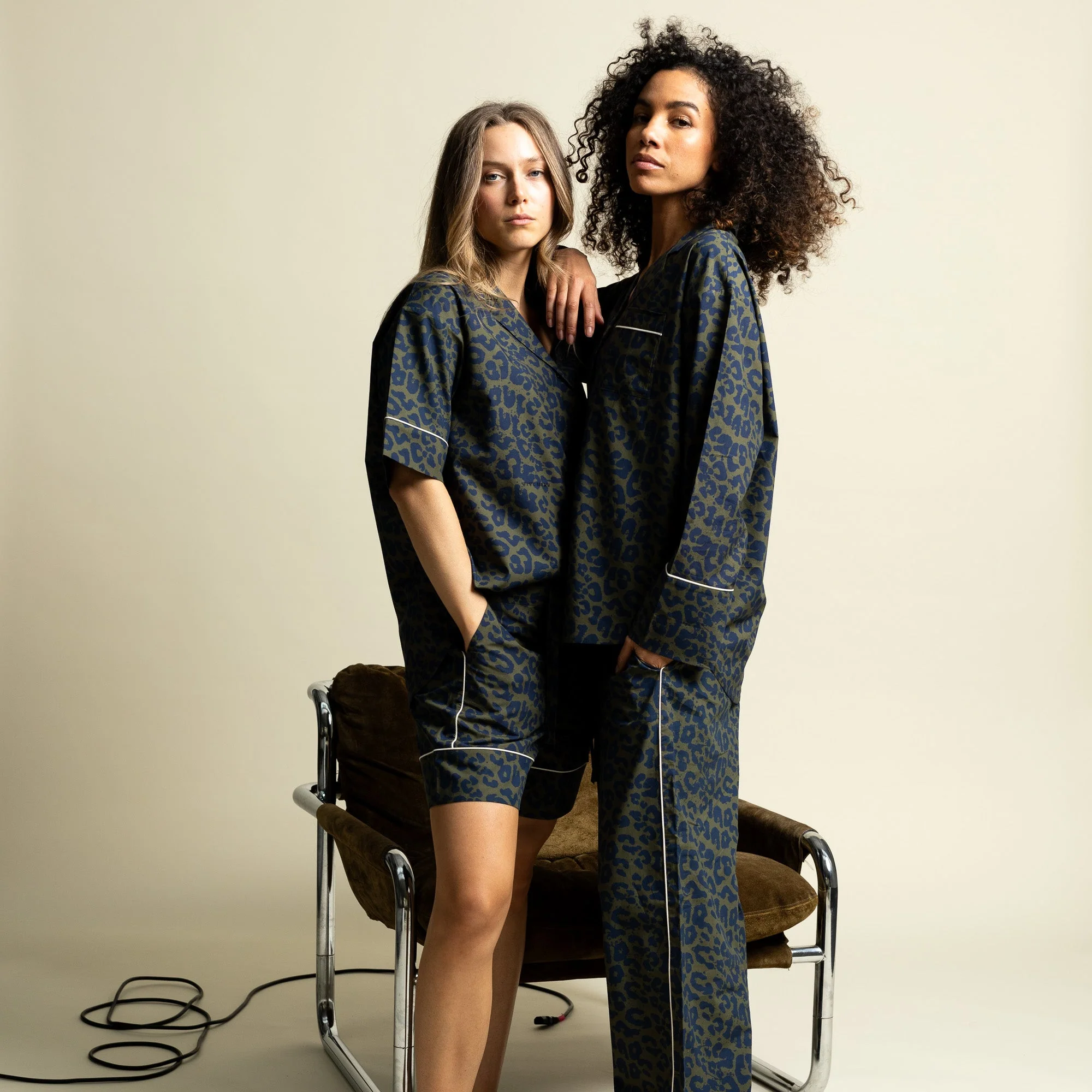 Pyjama Shirt short sleeve - leo splashes navy/olive - Image 10