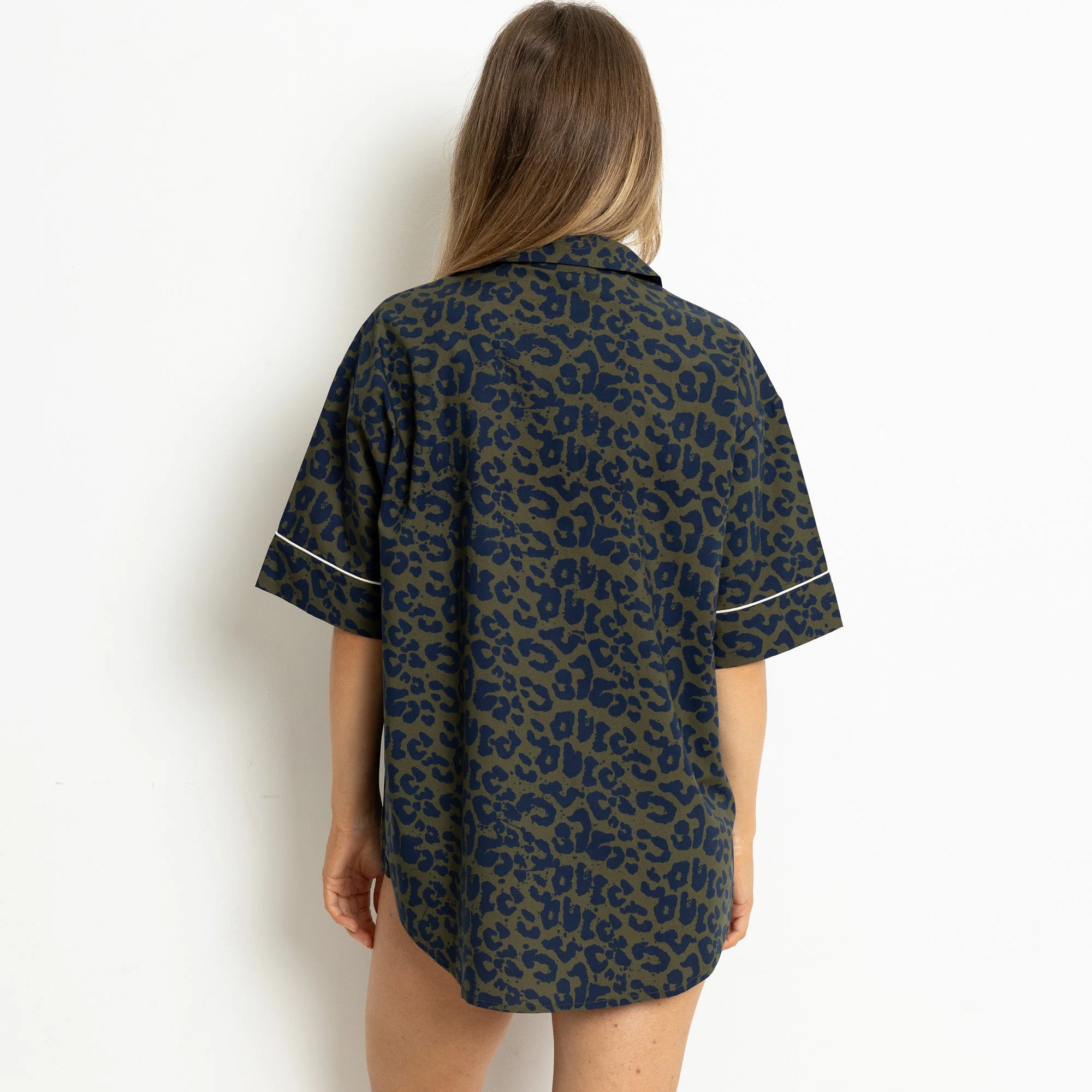 Pyjama Shirt short sleeve - leo splashes navy/olive - Image 3