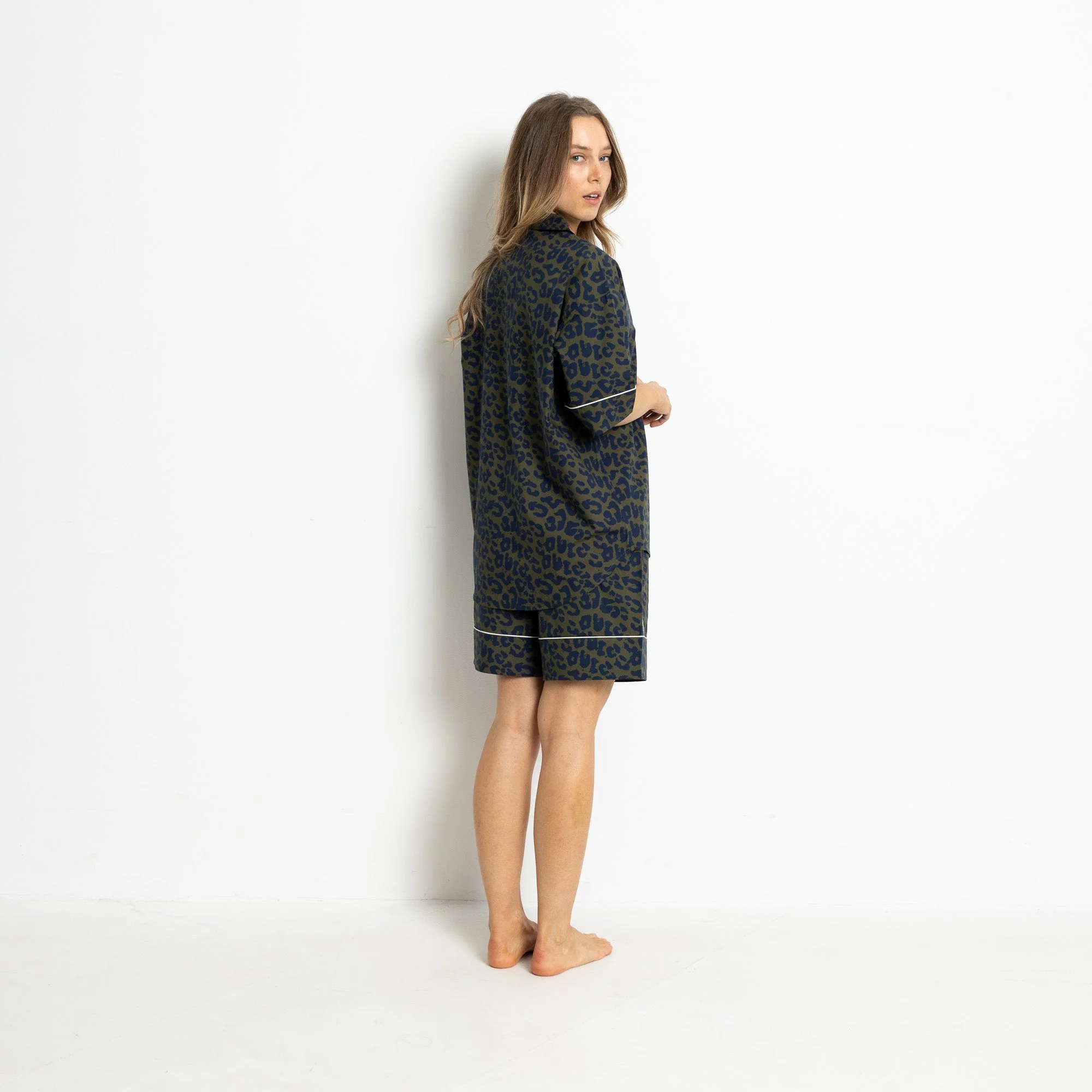 Pyjama Shirt short sleeve - leo splashes navy/olive - Image 8