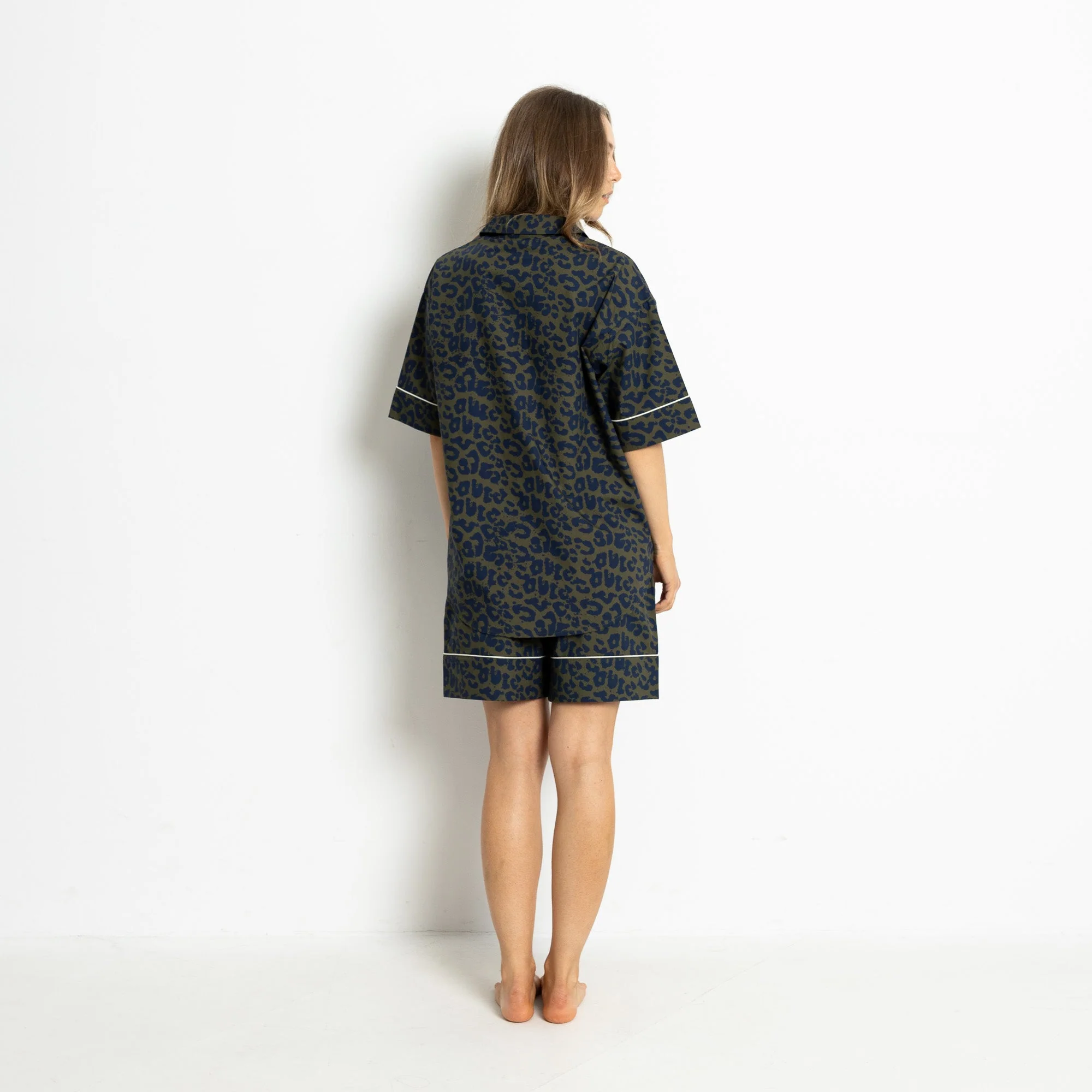 Pyjama Shirt short sleeve - leo splashes navy/olive - Image 9