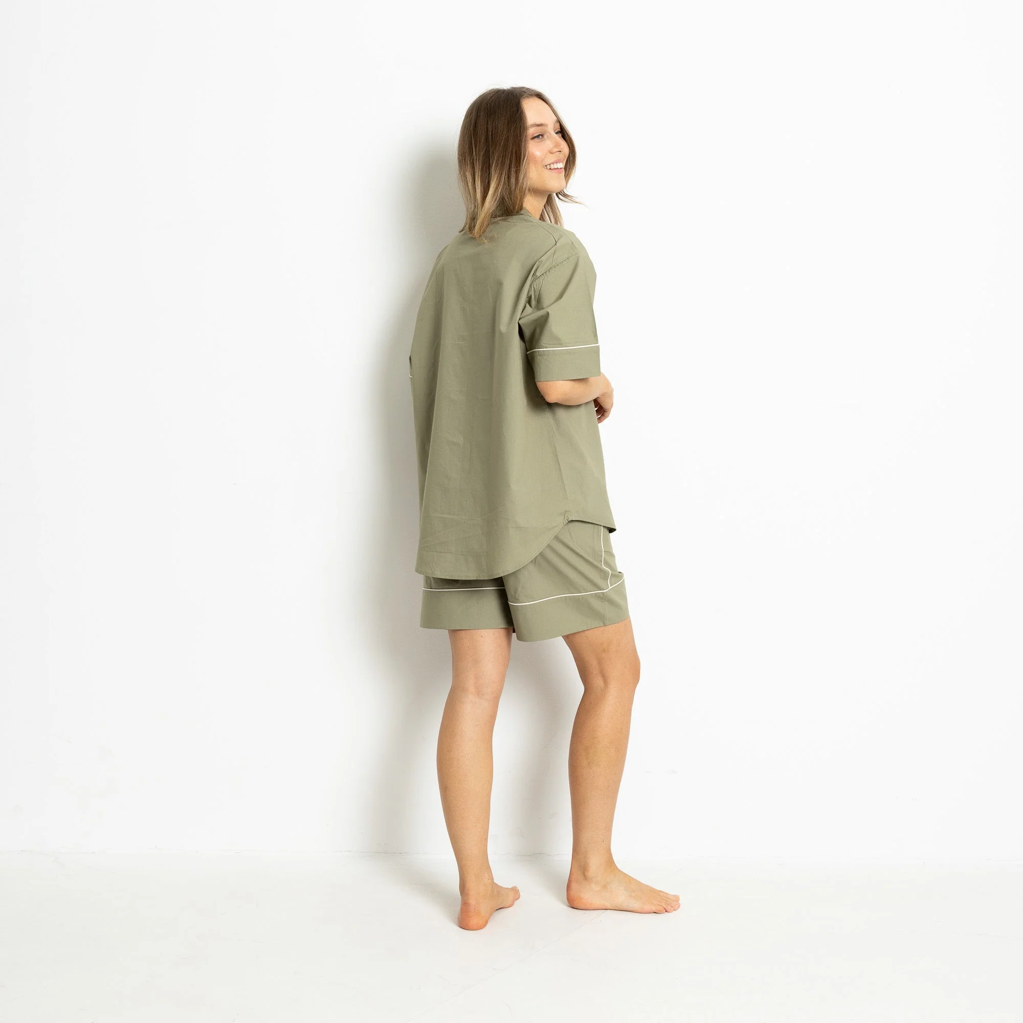 Pyjama Shorts - solid pale olive - Image 3