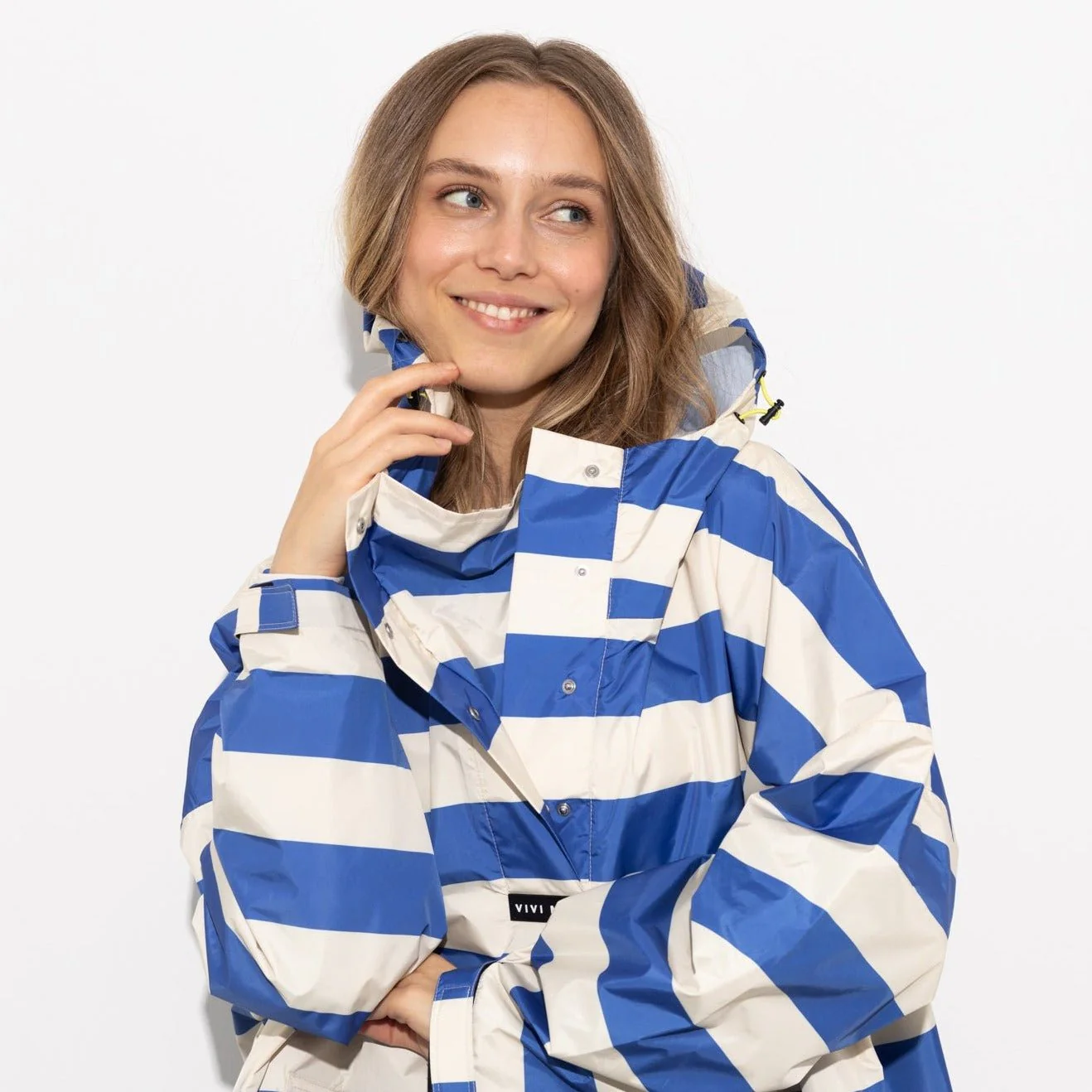 Raincoat bold stripes - blue/sand - Image 3