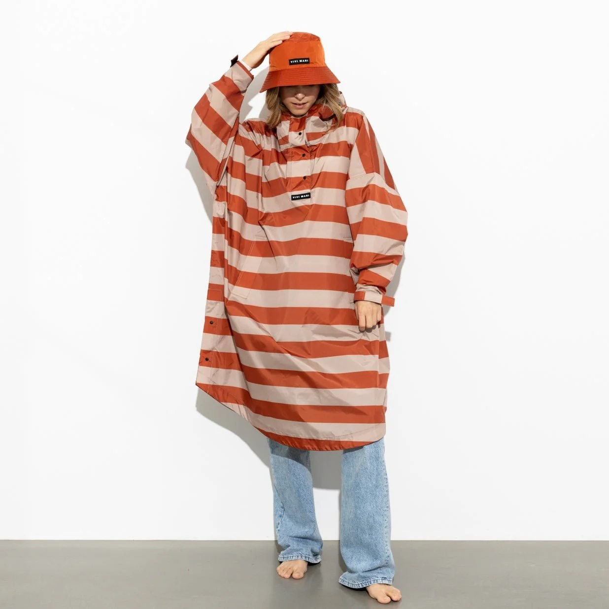 Raincoat bold stripes - cinnamon/latte - Image 2