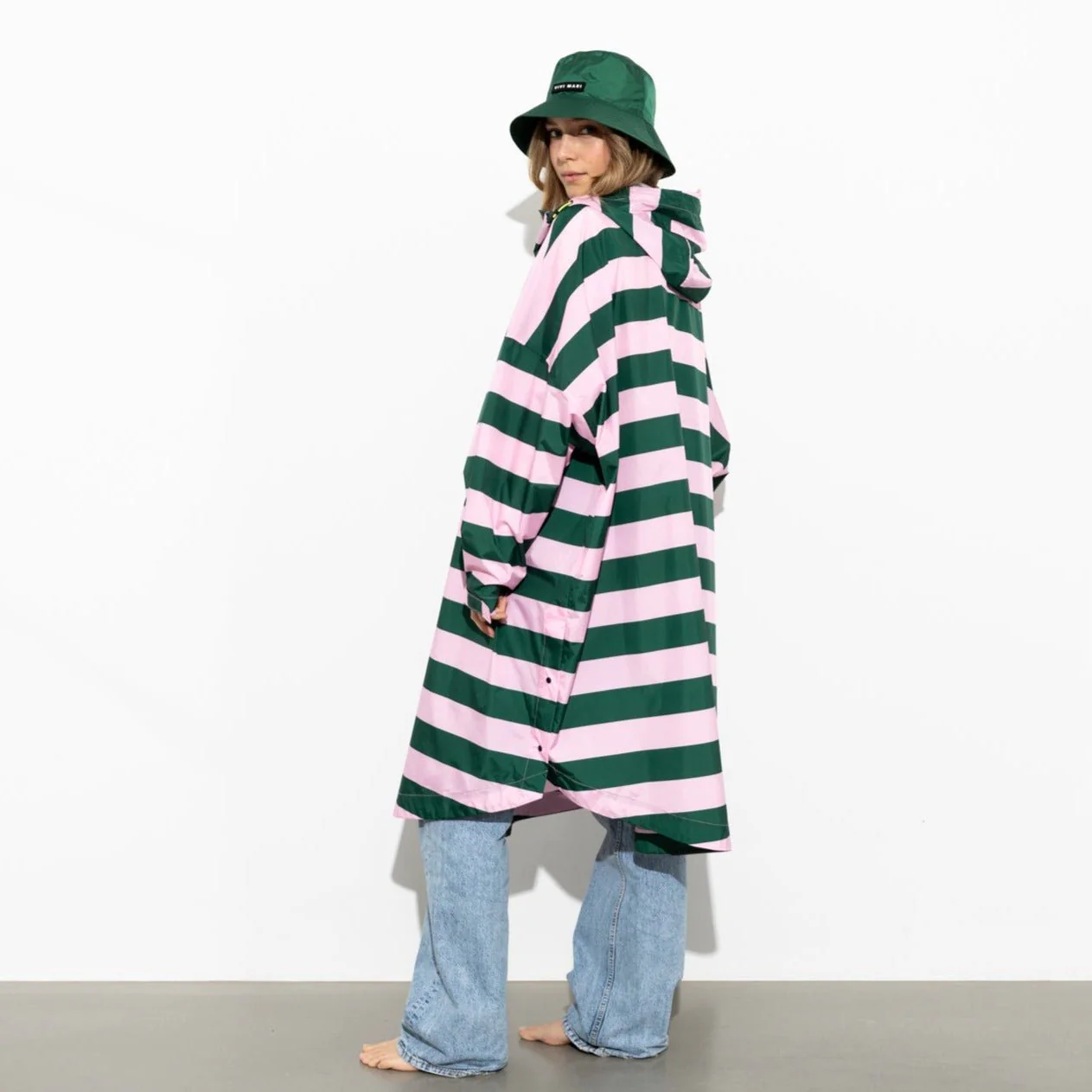 Raincoat bold stripes - green/rosé - Image 16