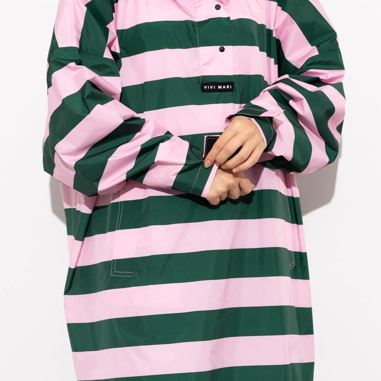 Raincoat bold stripes - green/rosé - Image 4
