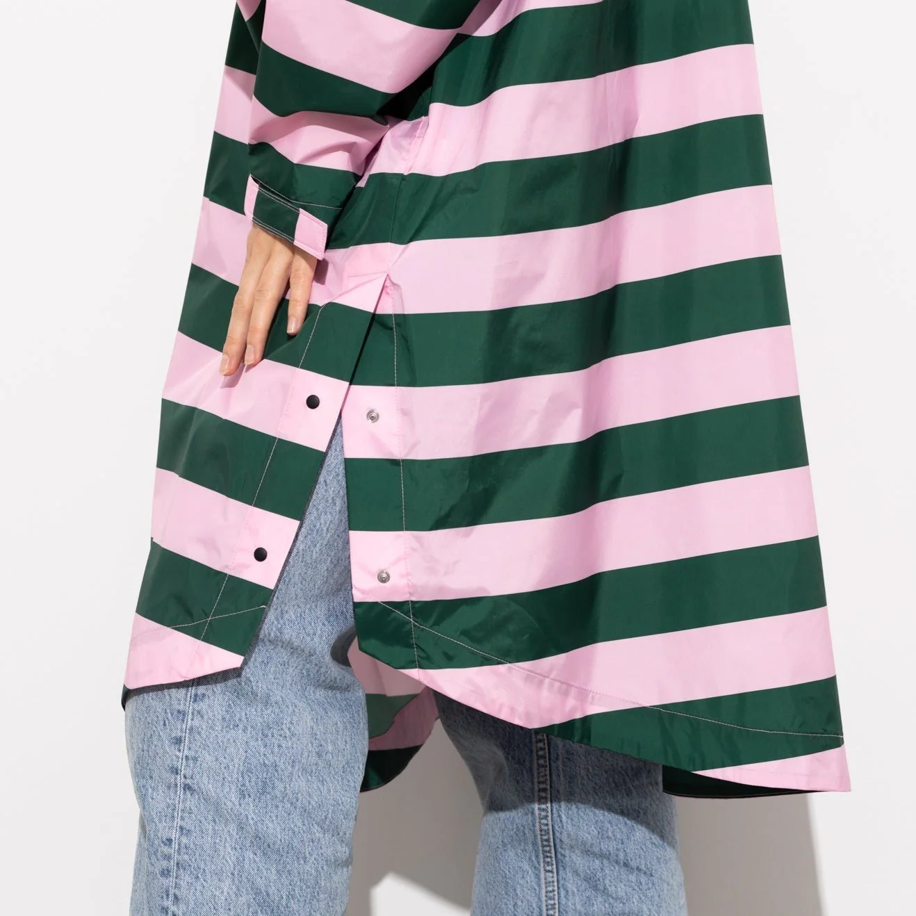 Raincoat bold stripes - green/rosé - Image 5